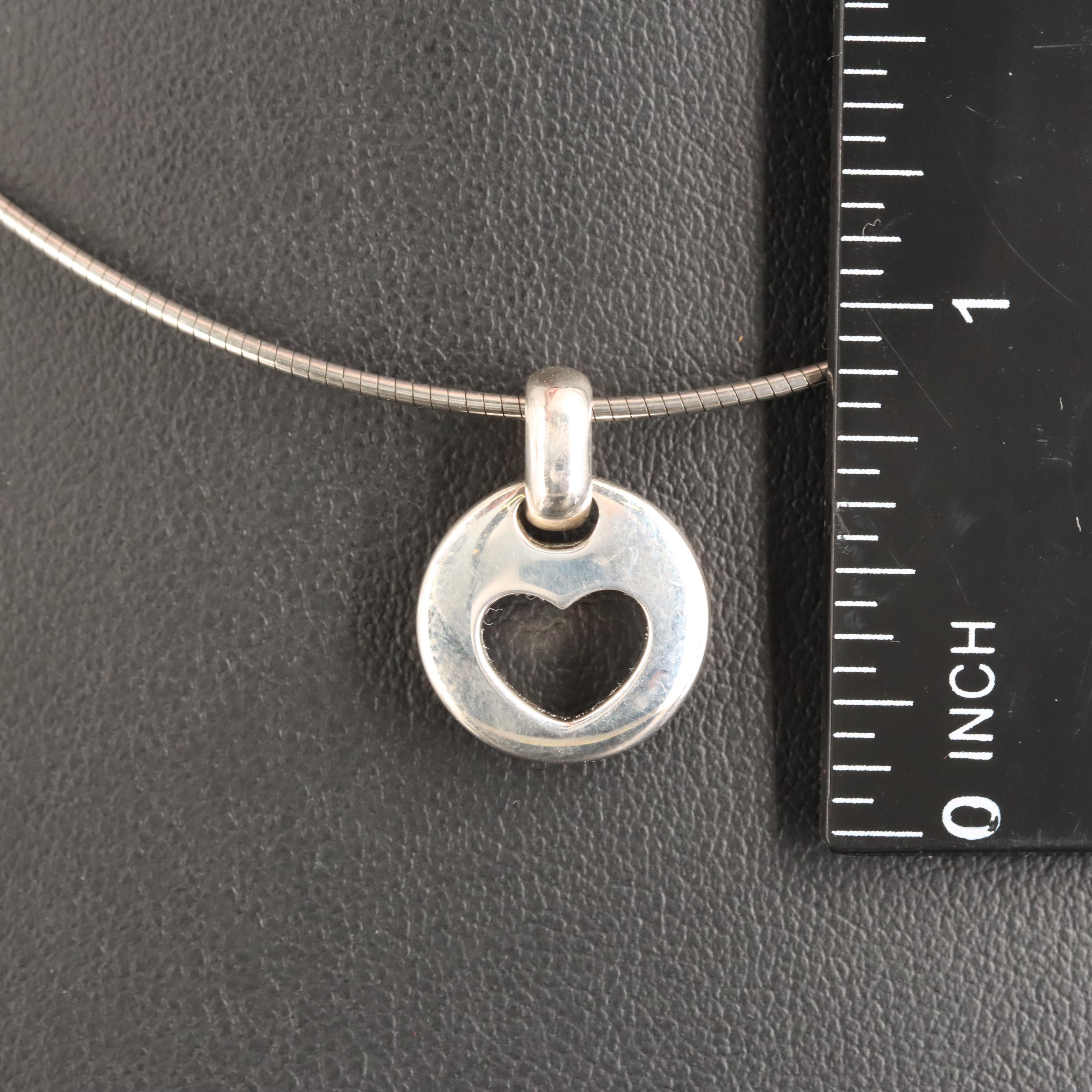 Tiffany & Co. "Stencil" Sterling Heart Pendant Necklace