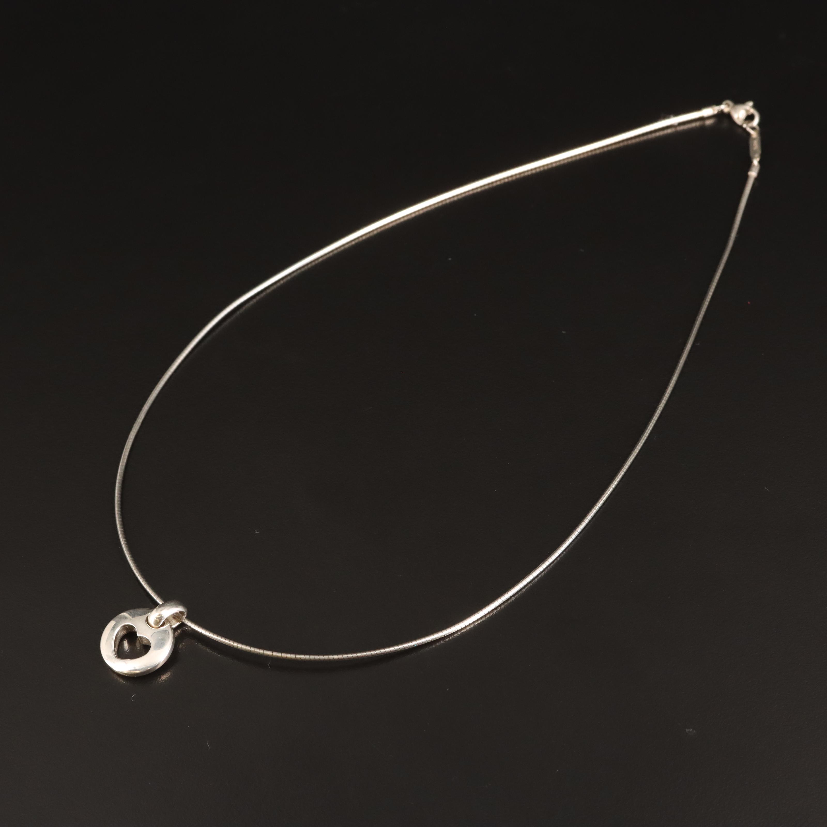 Tiffany & Co. "Stencil" Sterling Heart Pendant Necklace