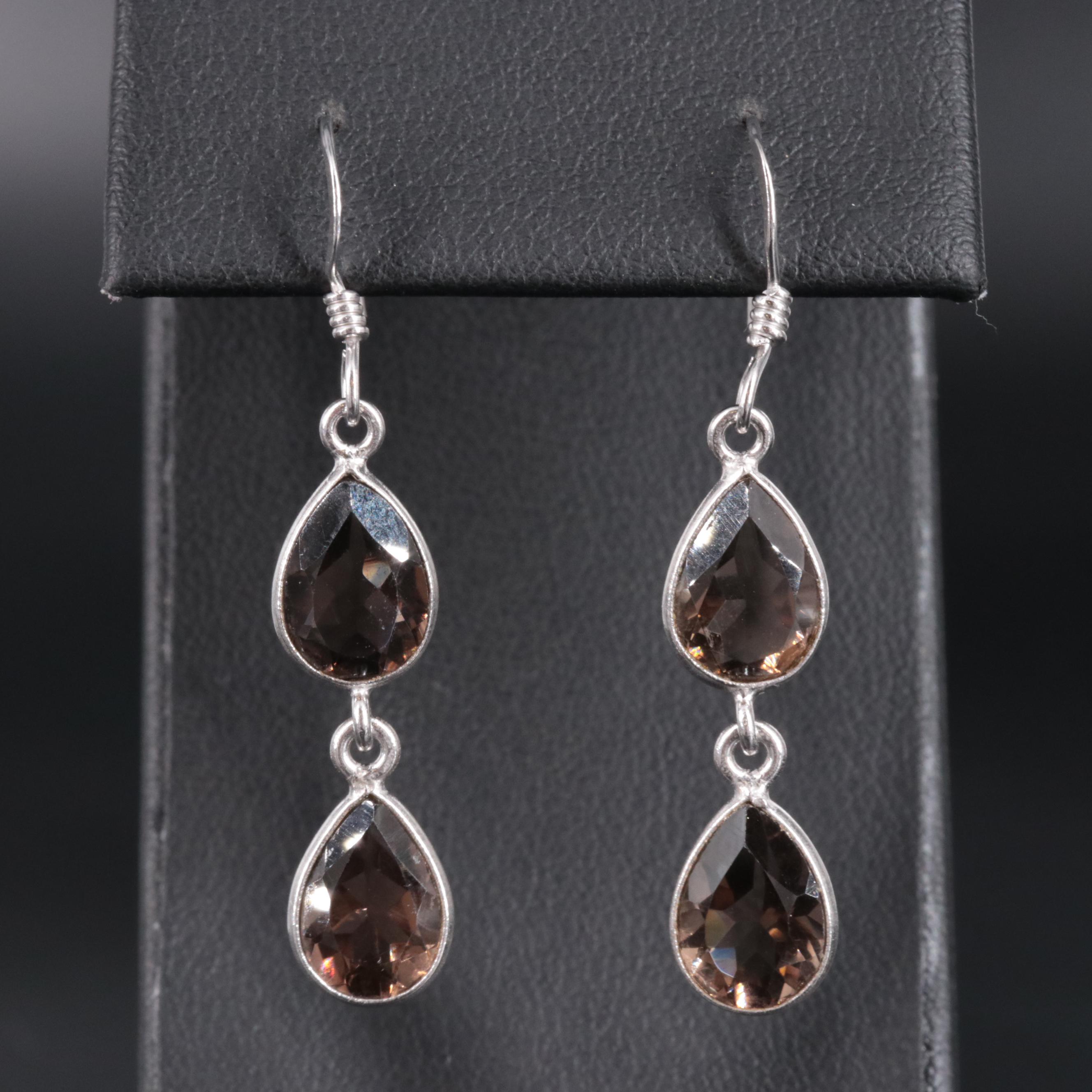 Sterling Silver Gemstone Drop Earrings