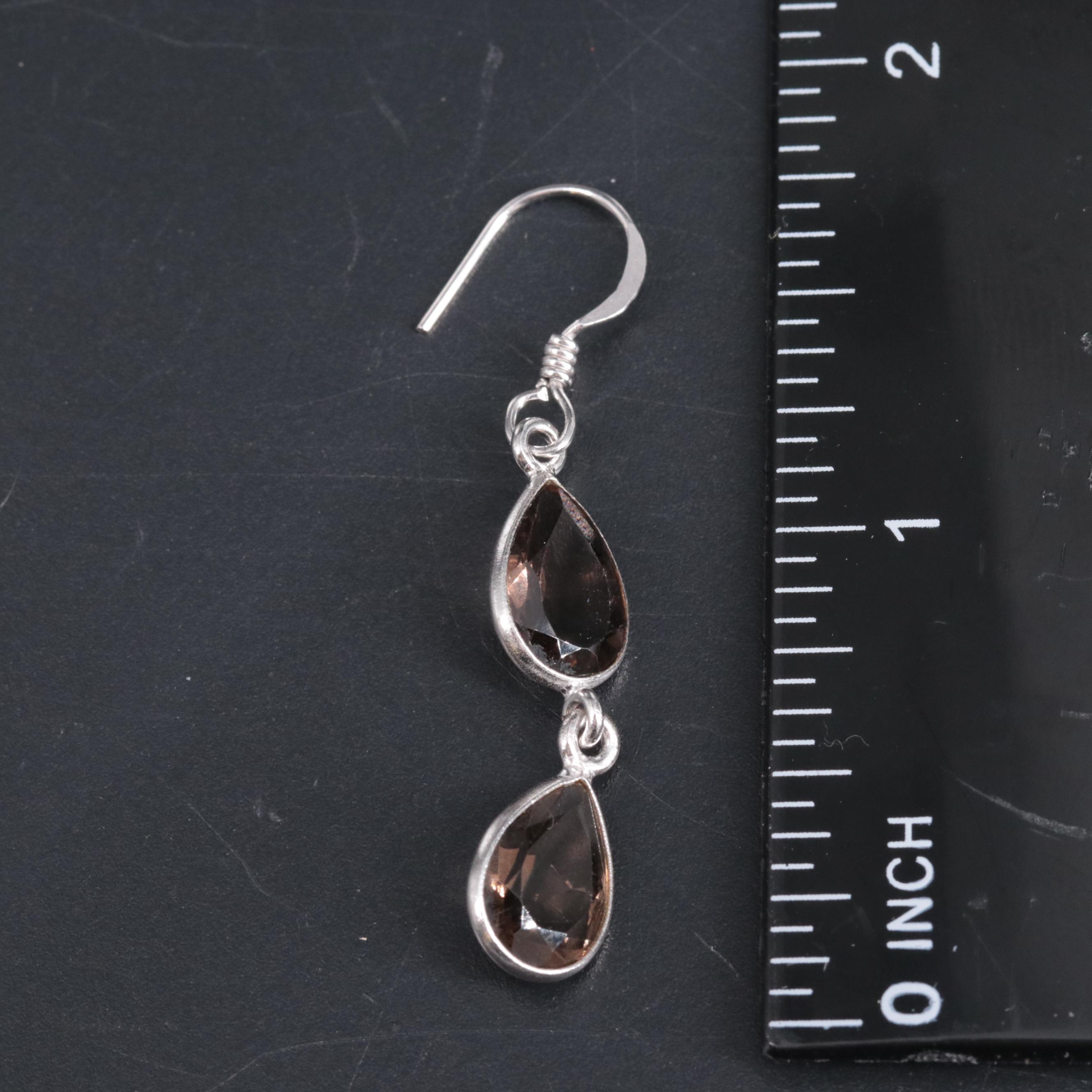 Sterling Silver Gemstone Drop Earrings