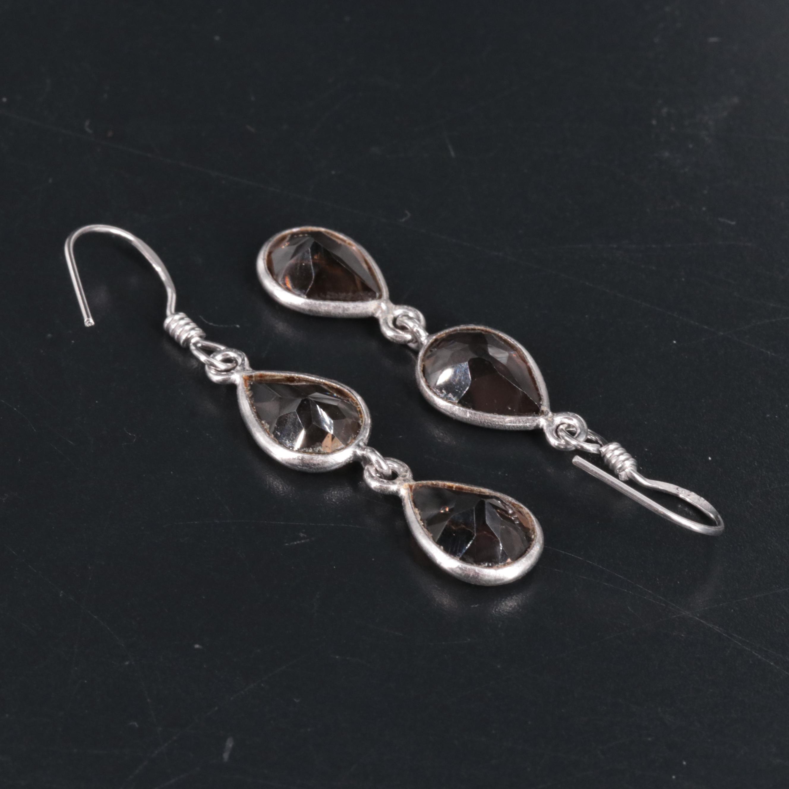 Sterling Silver Gemstone Drop Earrings