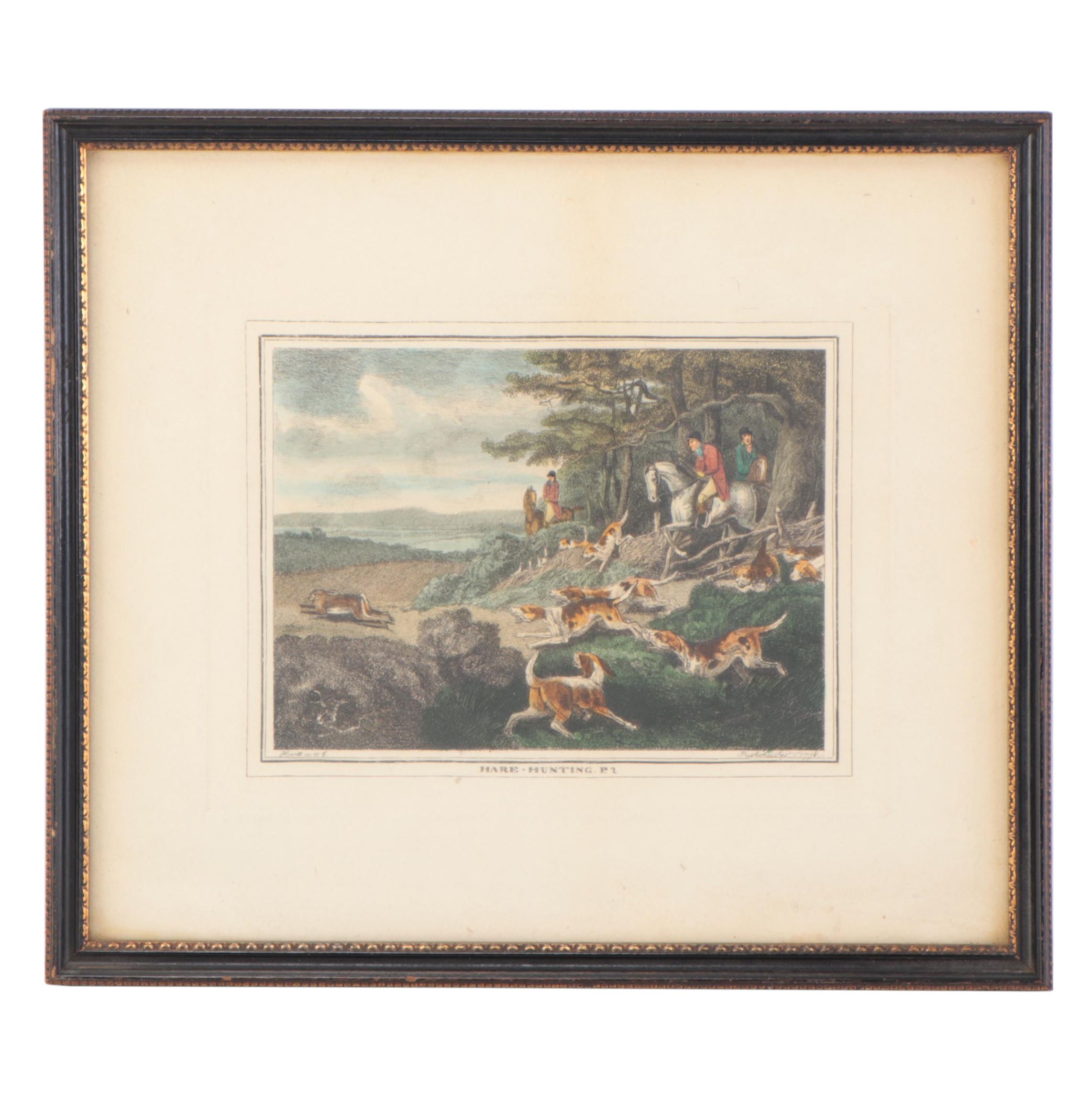 Hand-Colored Engravings After Samuel Howitt from Hare Hunting Series