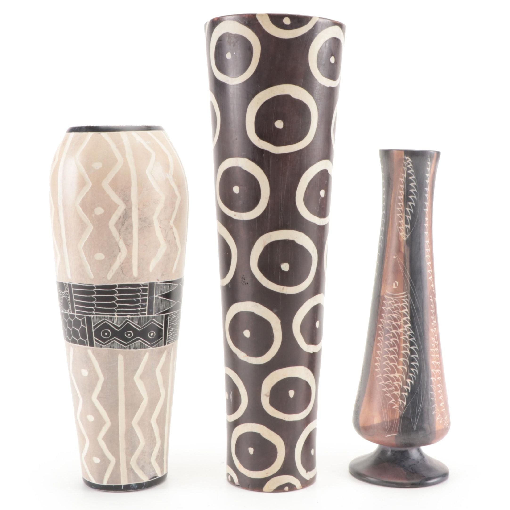 Kenyan and Other African Carved Stone Bud Vases EBTH