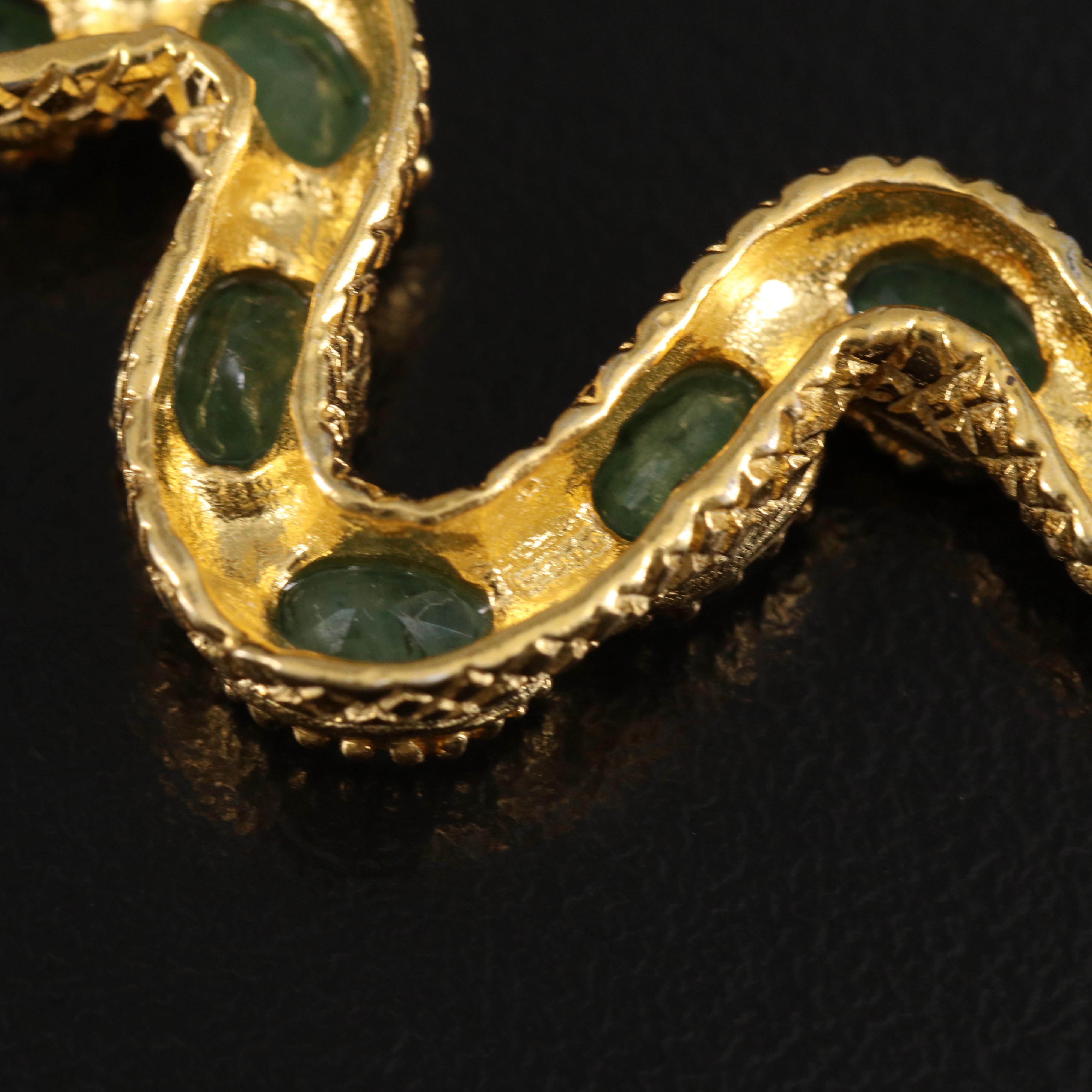 Sterling Pearl, Emerald and Ruby Snake Necklace