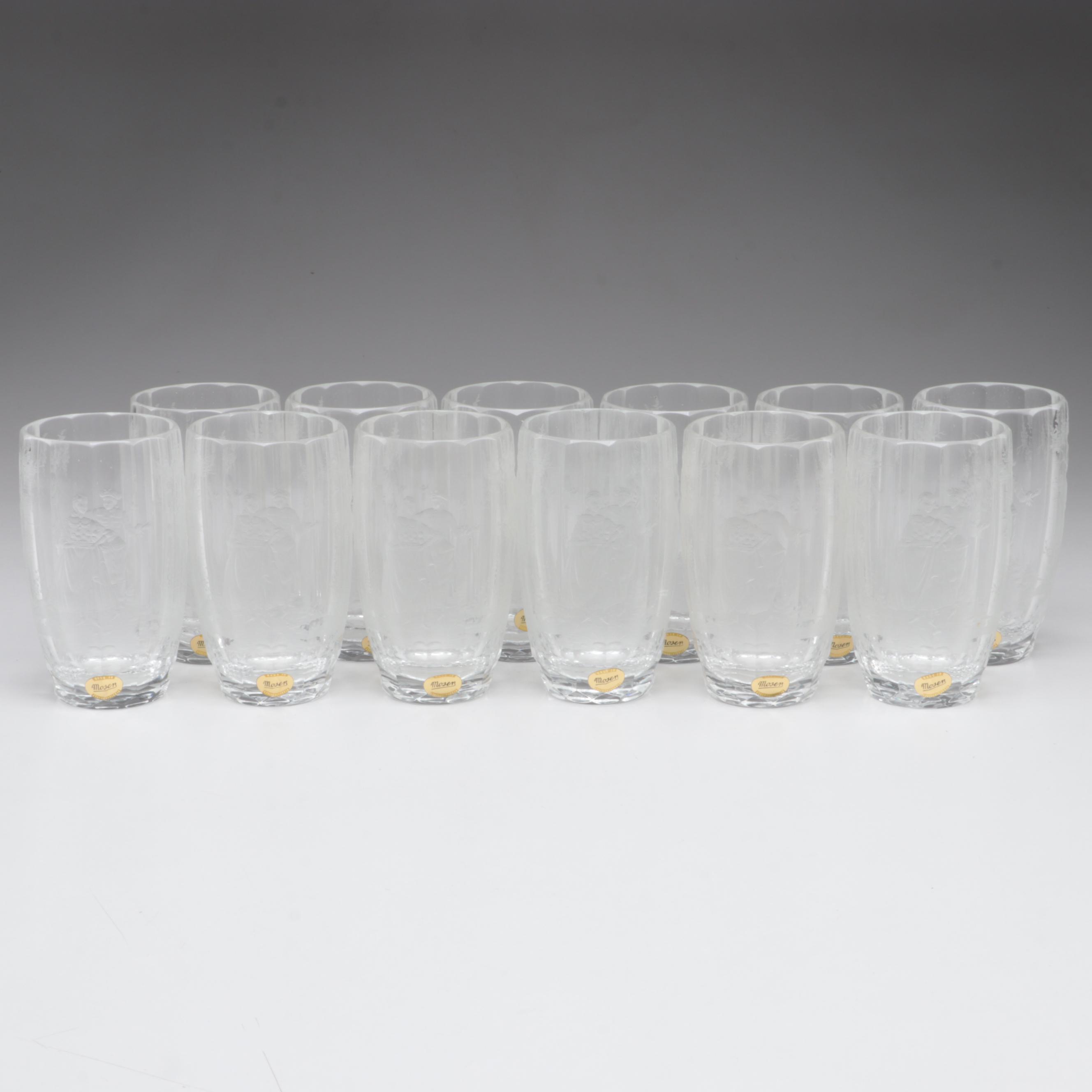 Moser "Maria Theresa" Cut and Engraved Czech Crystal Juice Glasses, Late 20th C.