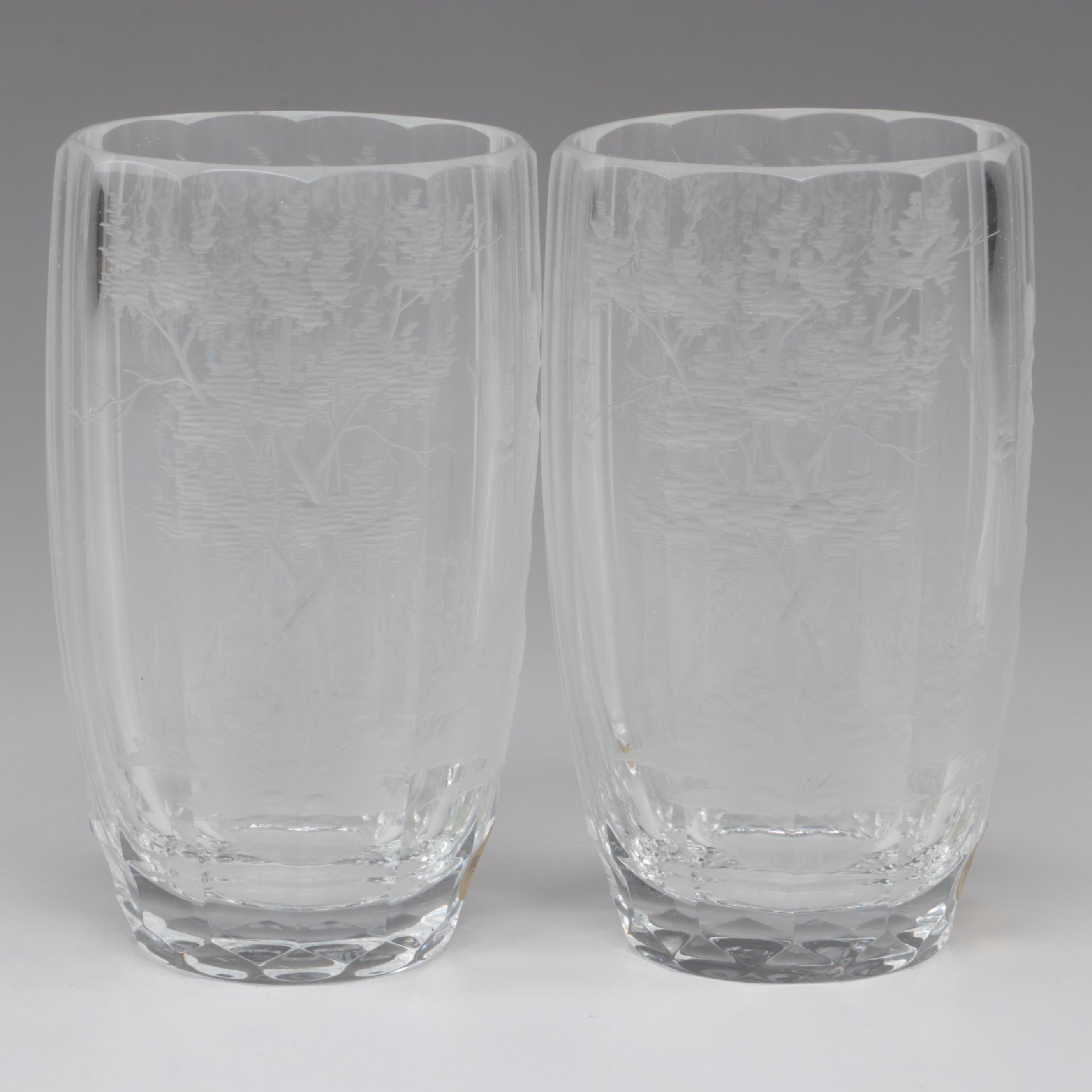 Moser "Maria Theresa" Cut and Engraved Czech Crystal Juice Glasses, Late 20th C.