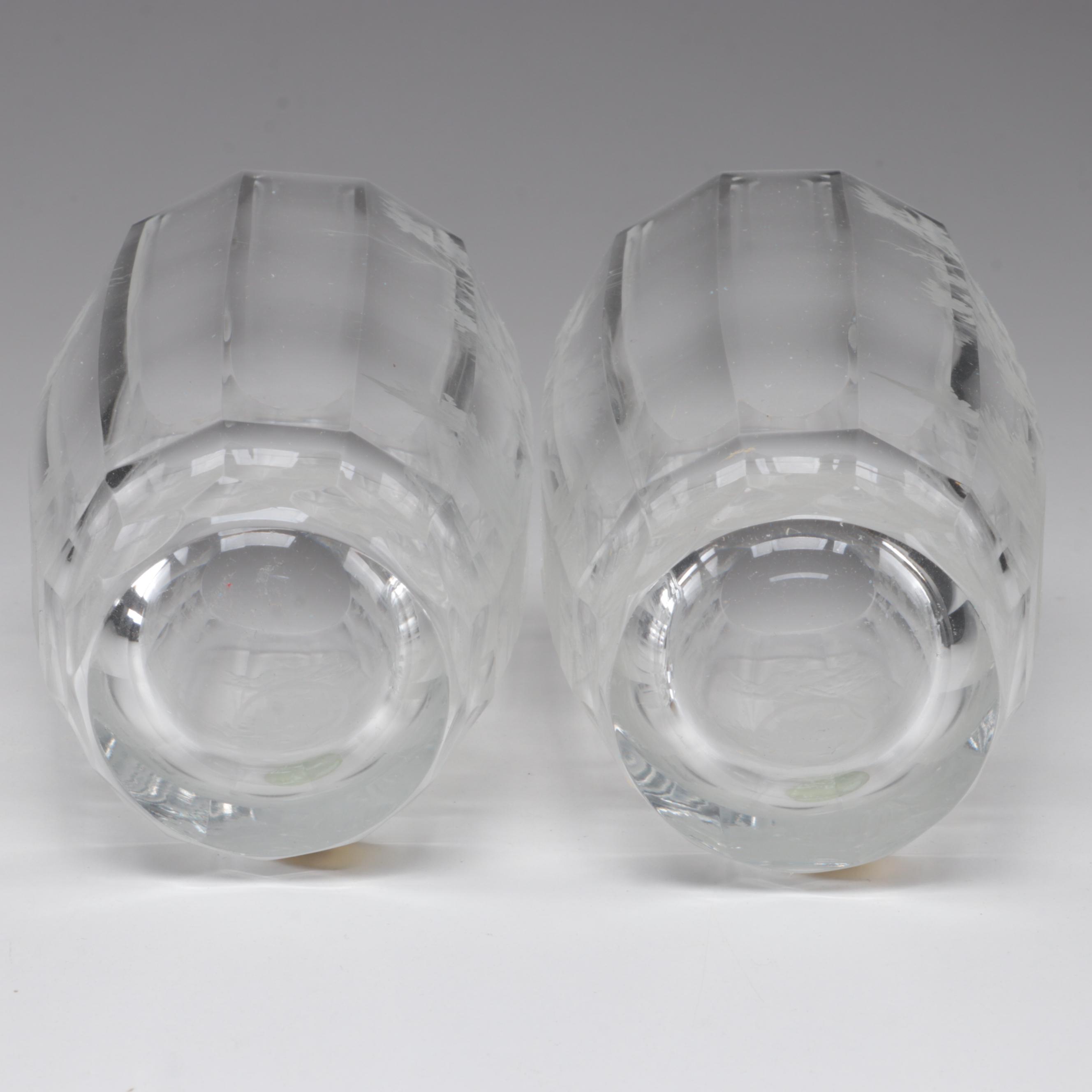 Moser "Maria Theresa" Cut and Engraved Czech Crystal Juice Glasses, Late 20th C.