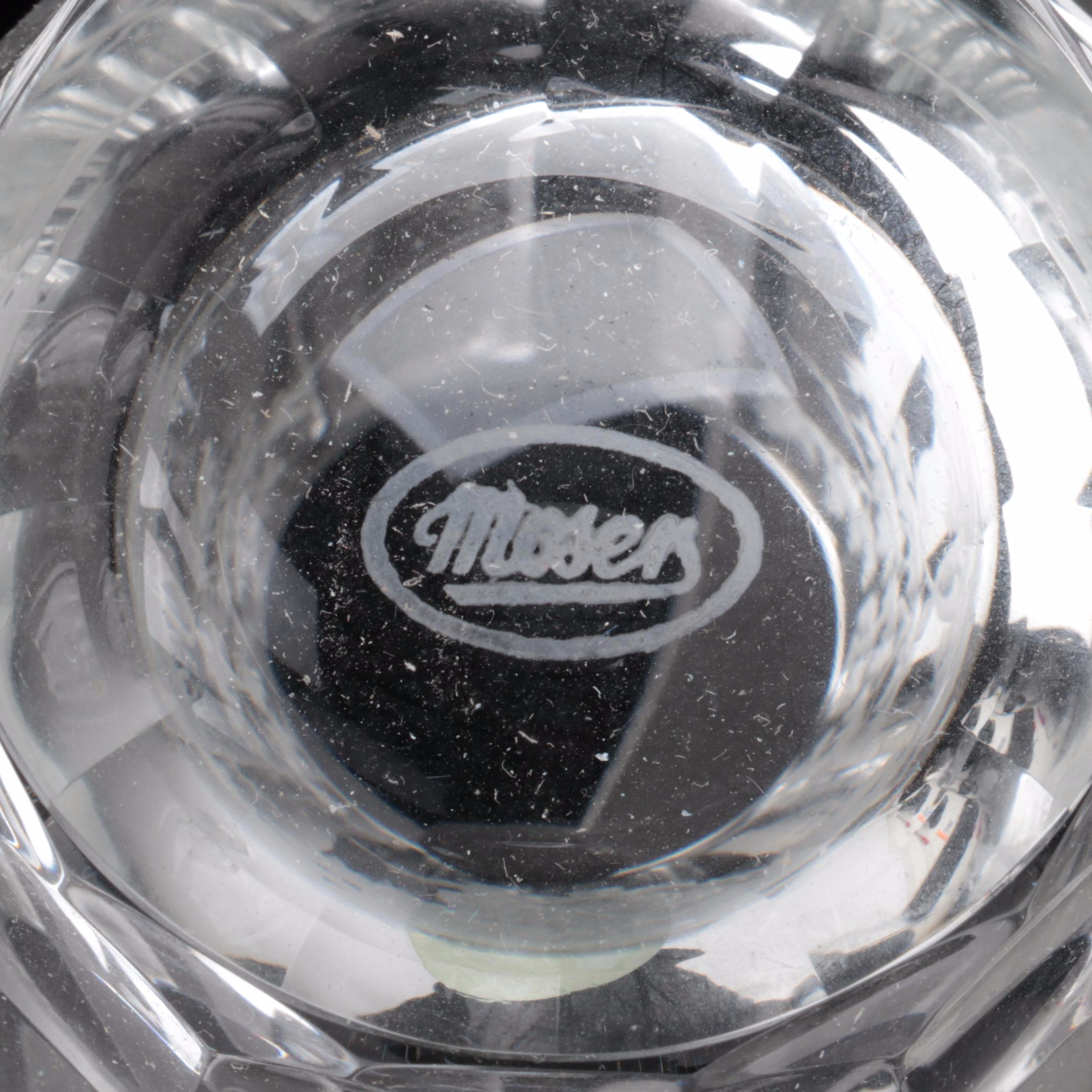 Moser "Maria Theresa" Cut and Engraved Czech Crystal Juice Glasses, Late 20th C.