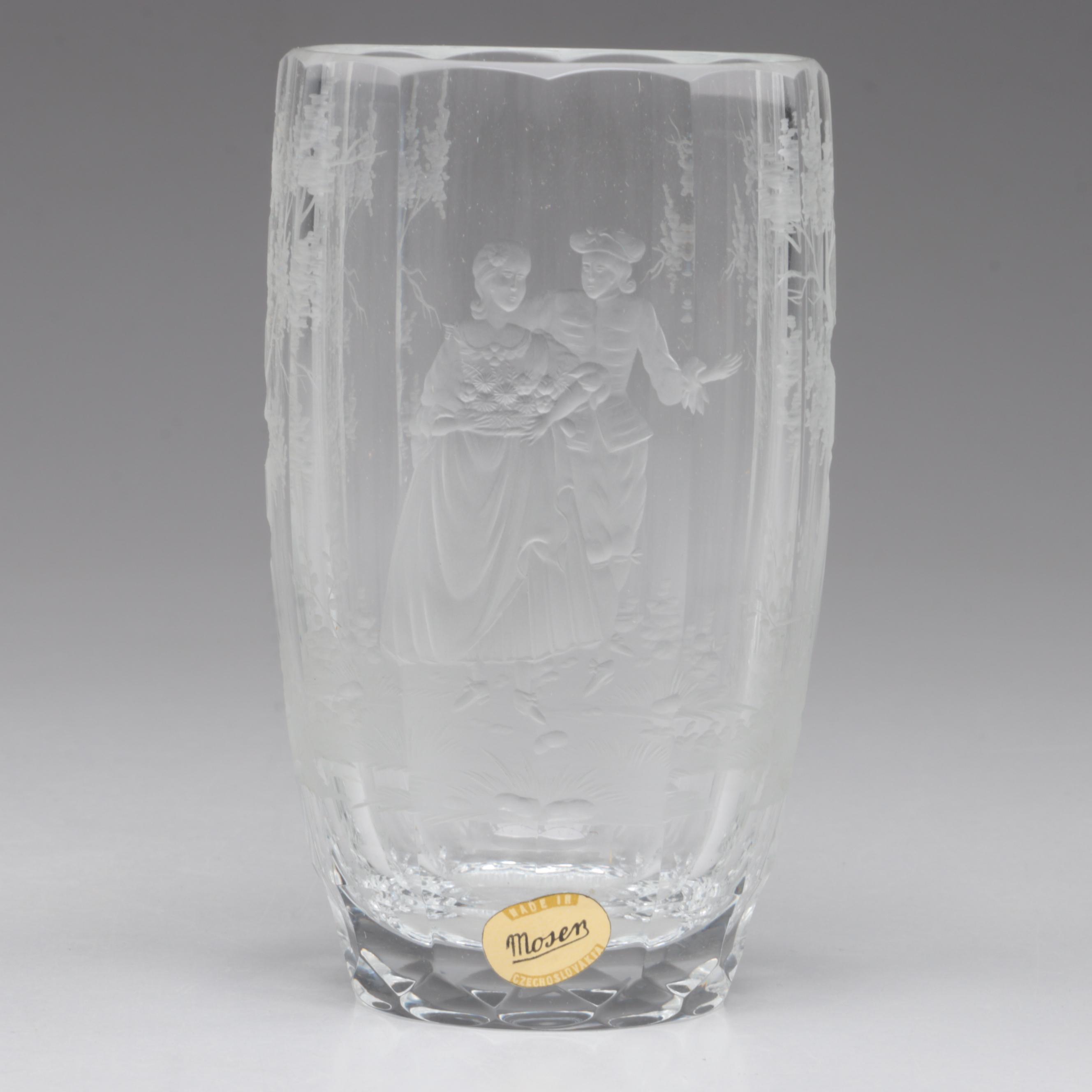 Moser "Maria Theresa" Cut and Engraved Czech Crystal Juice Glasses, Late 20th C.