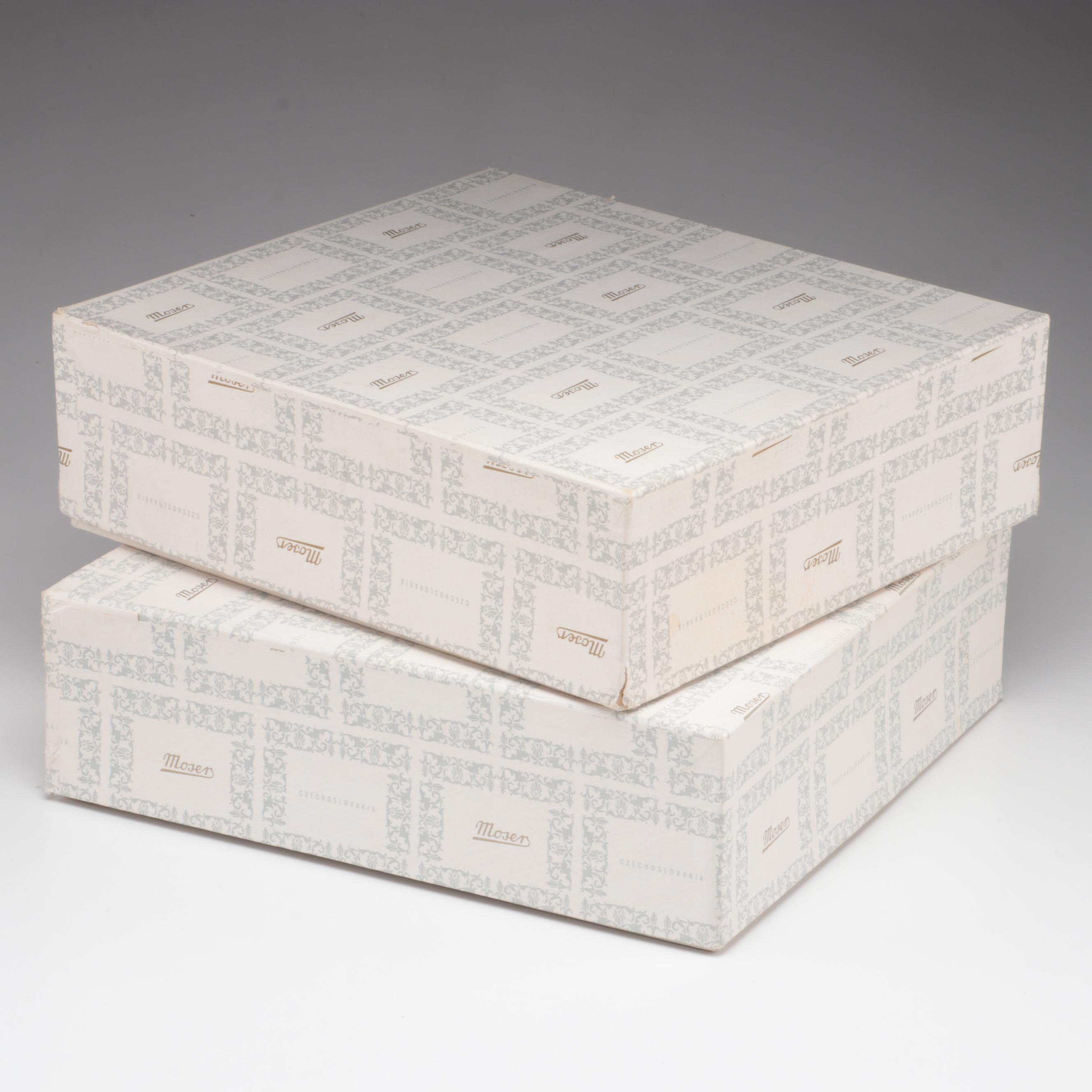 Moser "Maria Theresa" Cut and Engraved Czech Crystal Juice Glasses, Late 20th C.