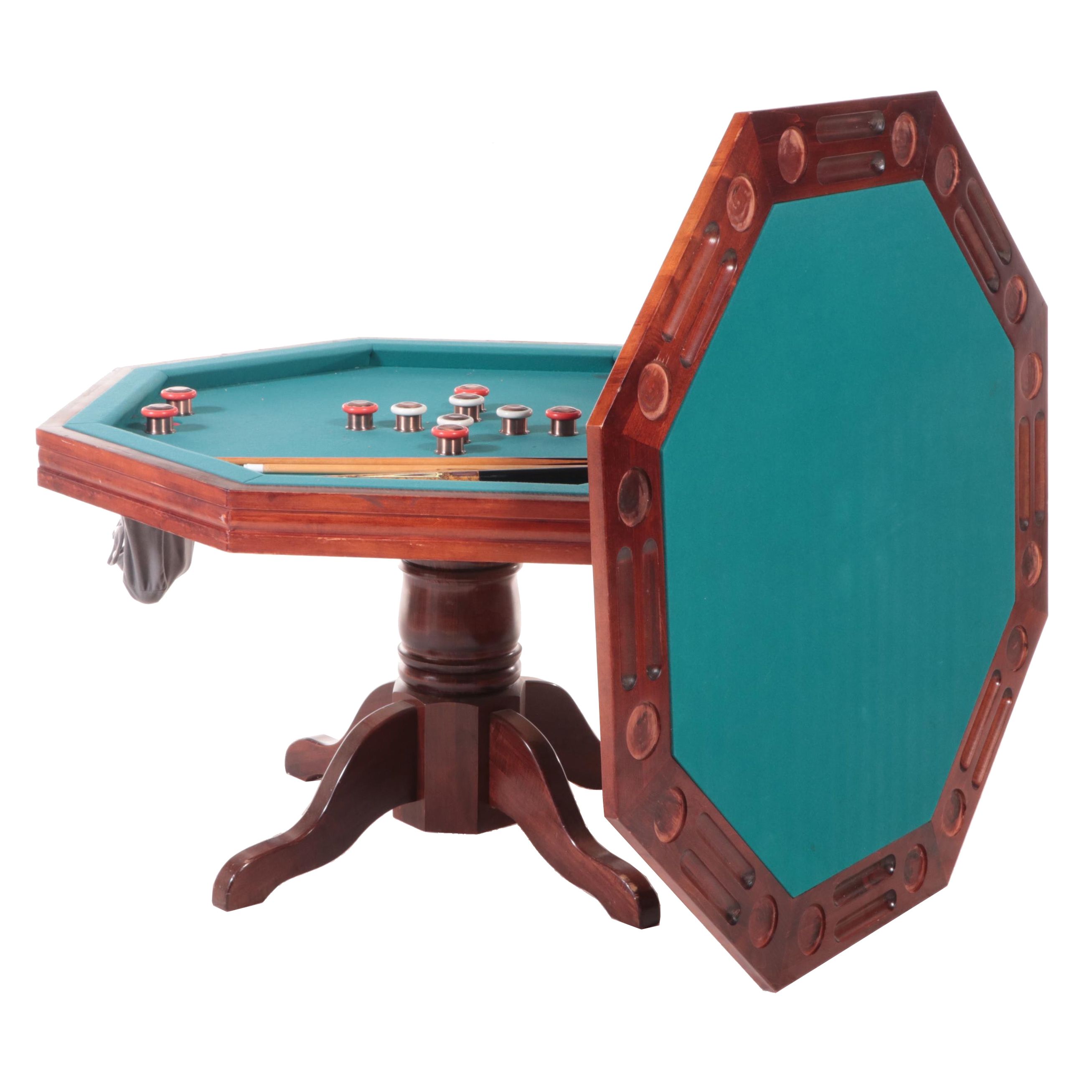 Octagonal Maple Convertible Bumper Pool, Poker and Dining Table