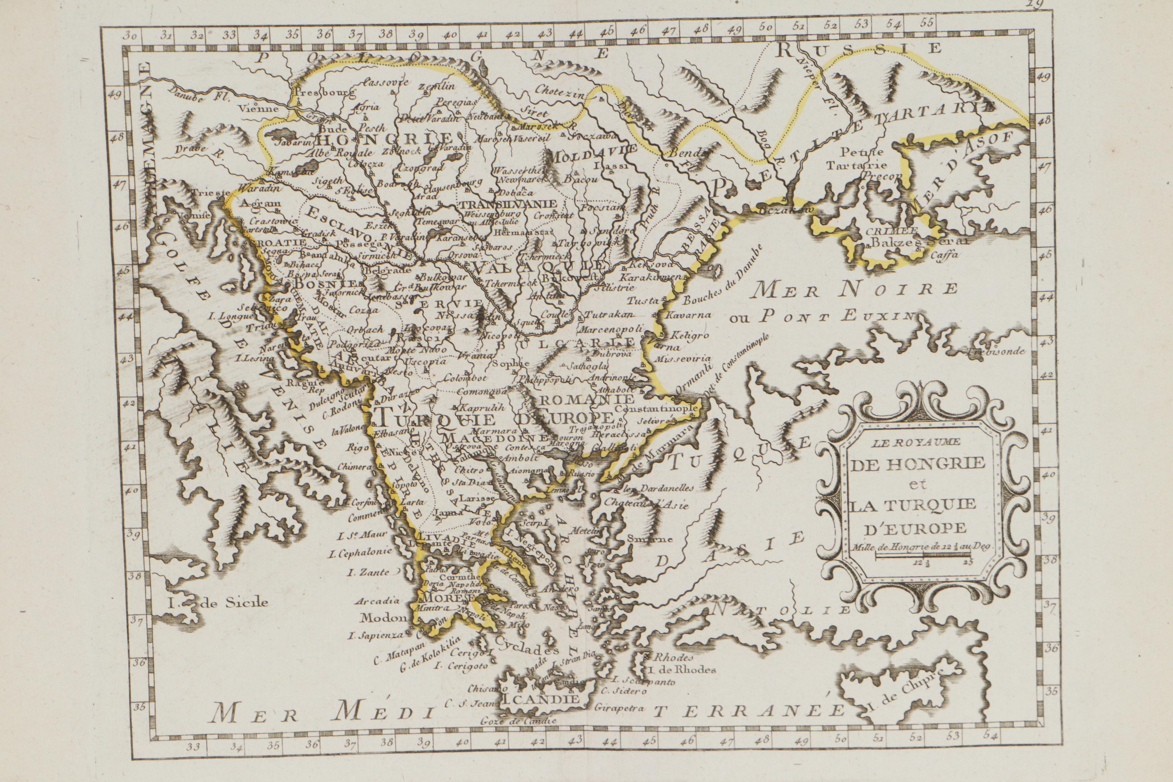 Map After Jean-Baptiste Nolin "Le Royaume de Hongrie et la Turqie d'Europe"