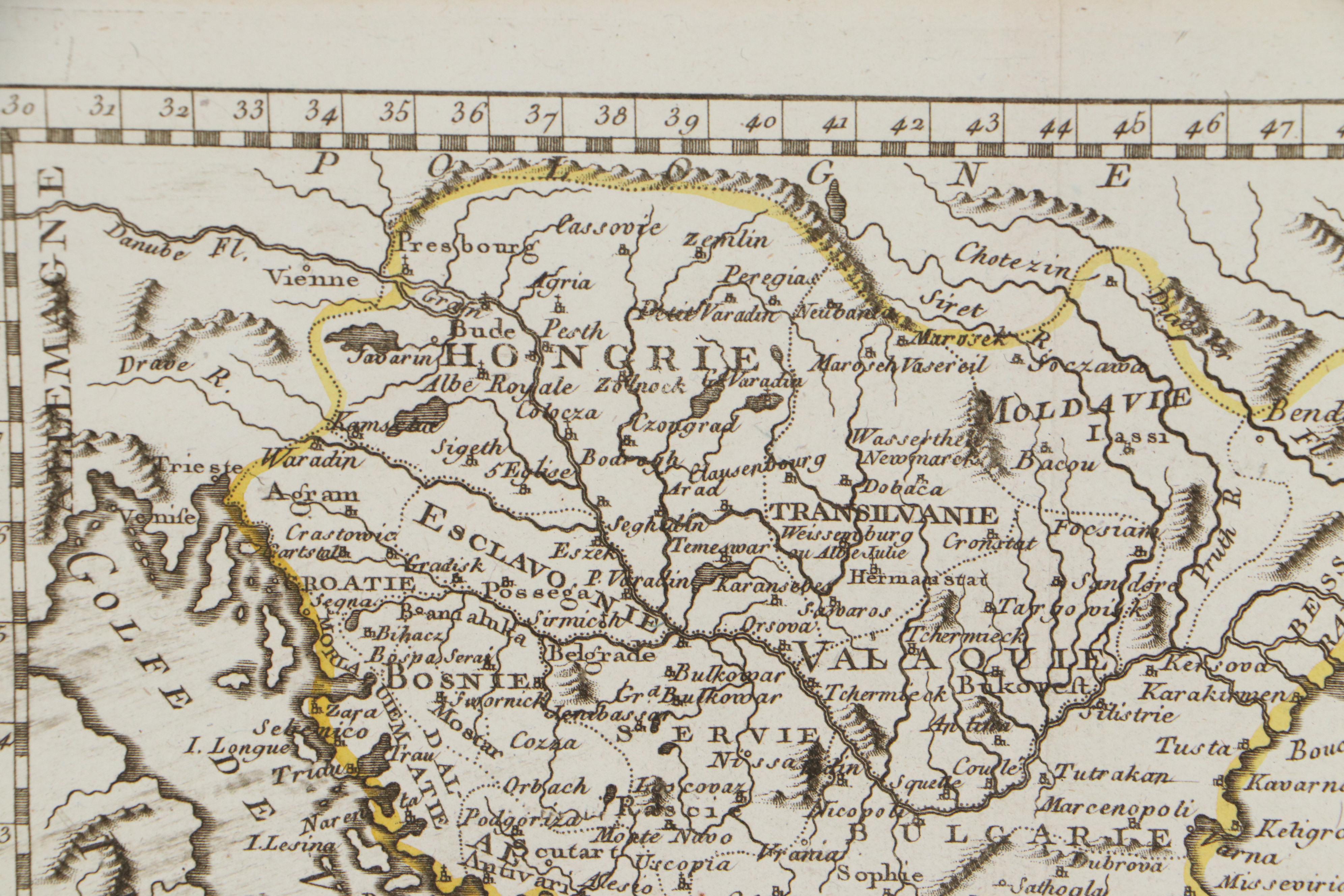 Map After Jean-Baptiste Nolin "Le Royaume de Hongrie et la Turqie d'Europe"