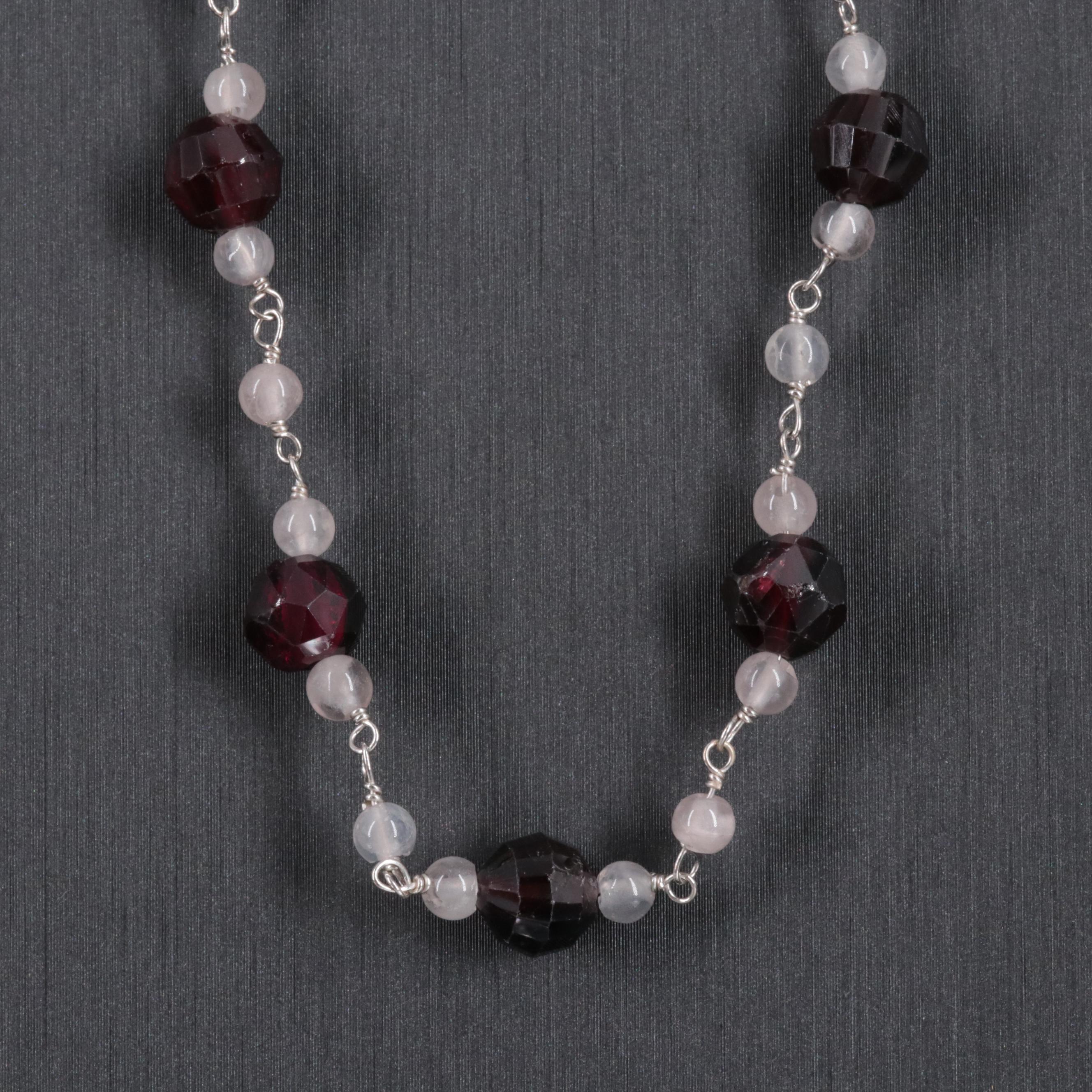 Sterling Silver Gemstone Beaded Necklace