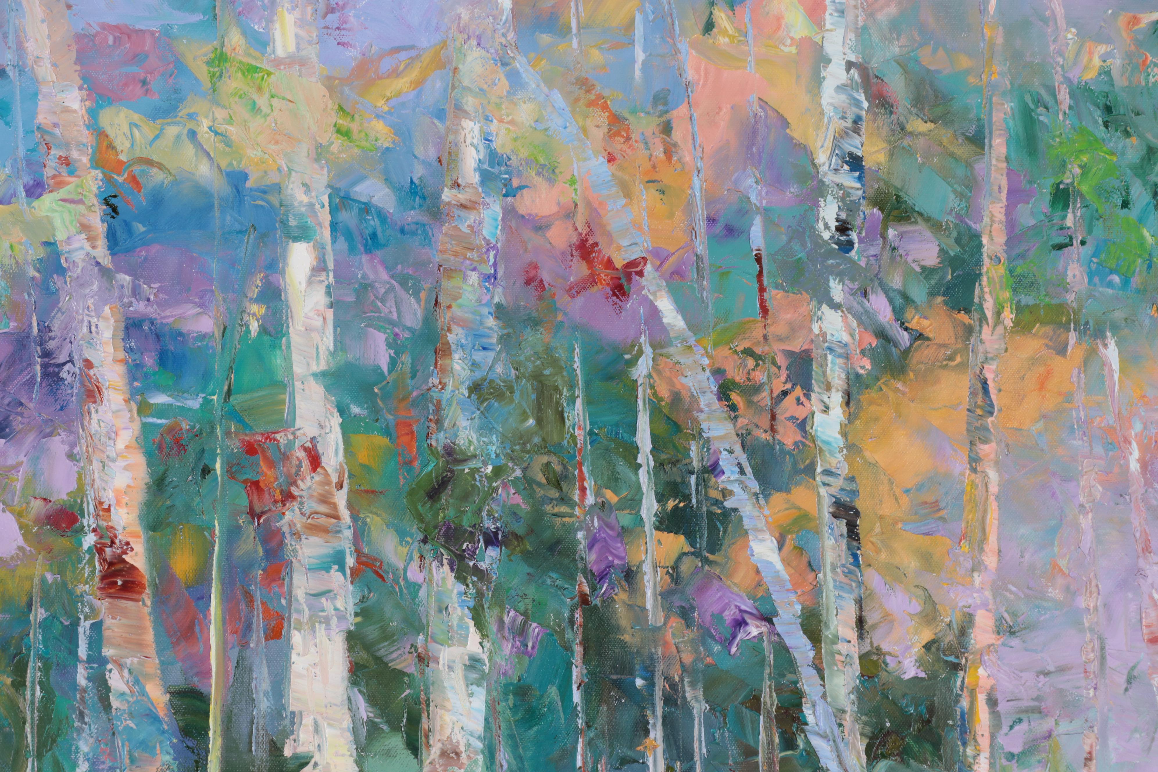 Karen Rolfes Large-Scale Impasto Oil Painting of Forest, Late 20th Century