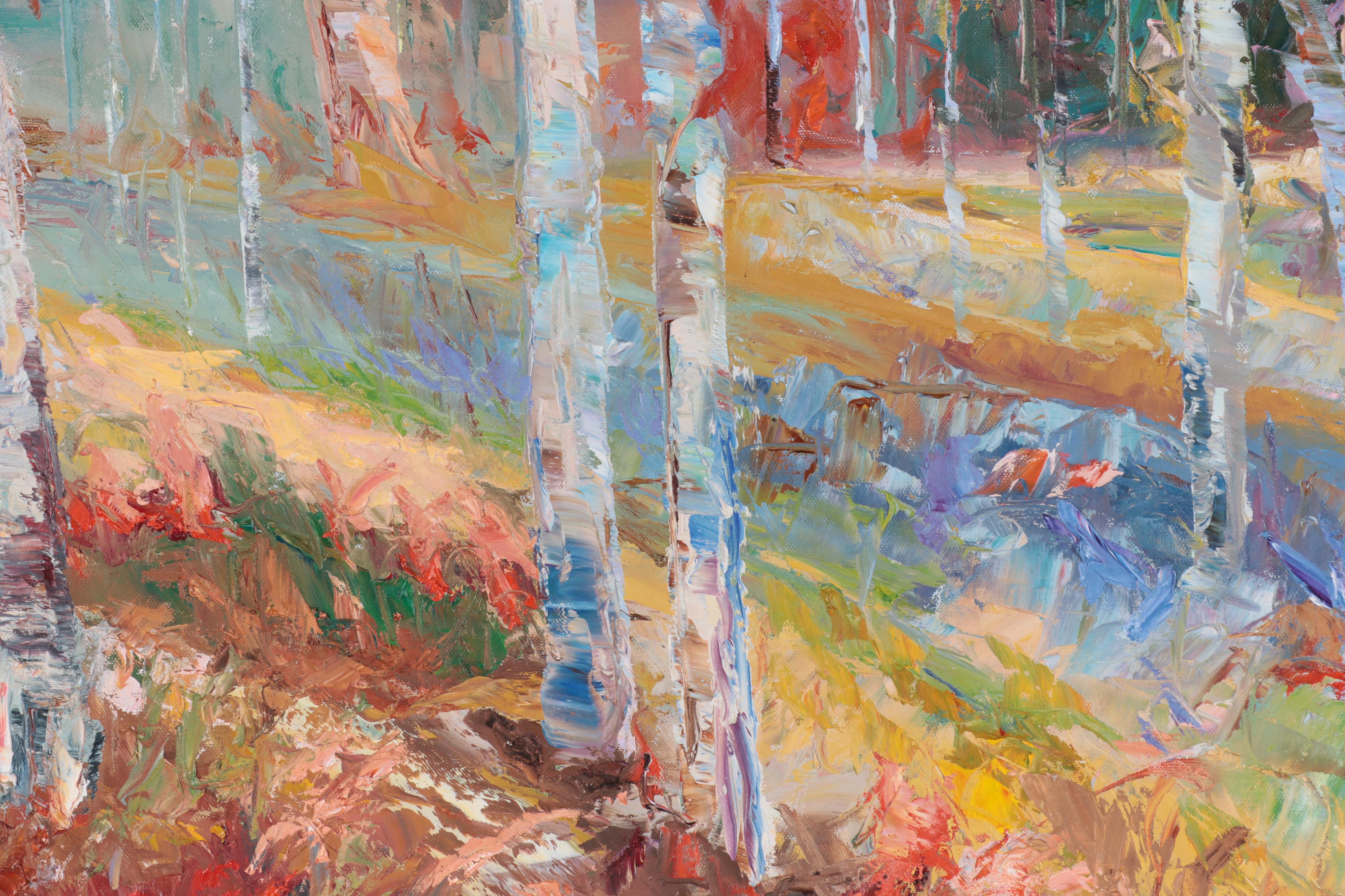 Karen Rolfes Large-Scale Impasto Oil Painting of Forest, Late 20th Century