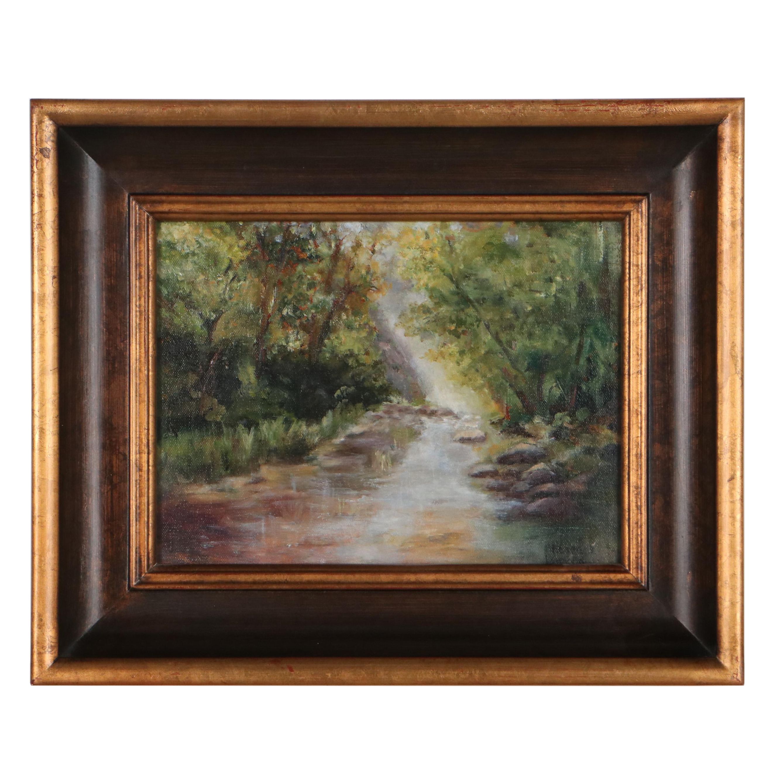 Sharon Leonard Oil Painting of Forest, 21st Century