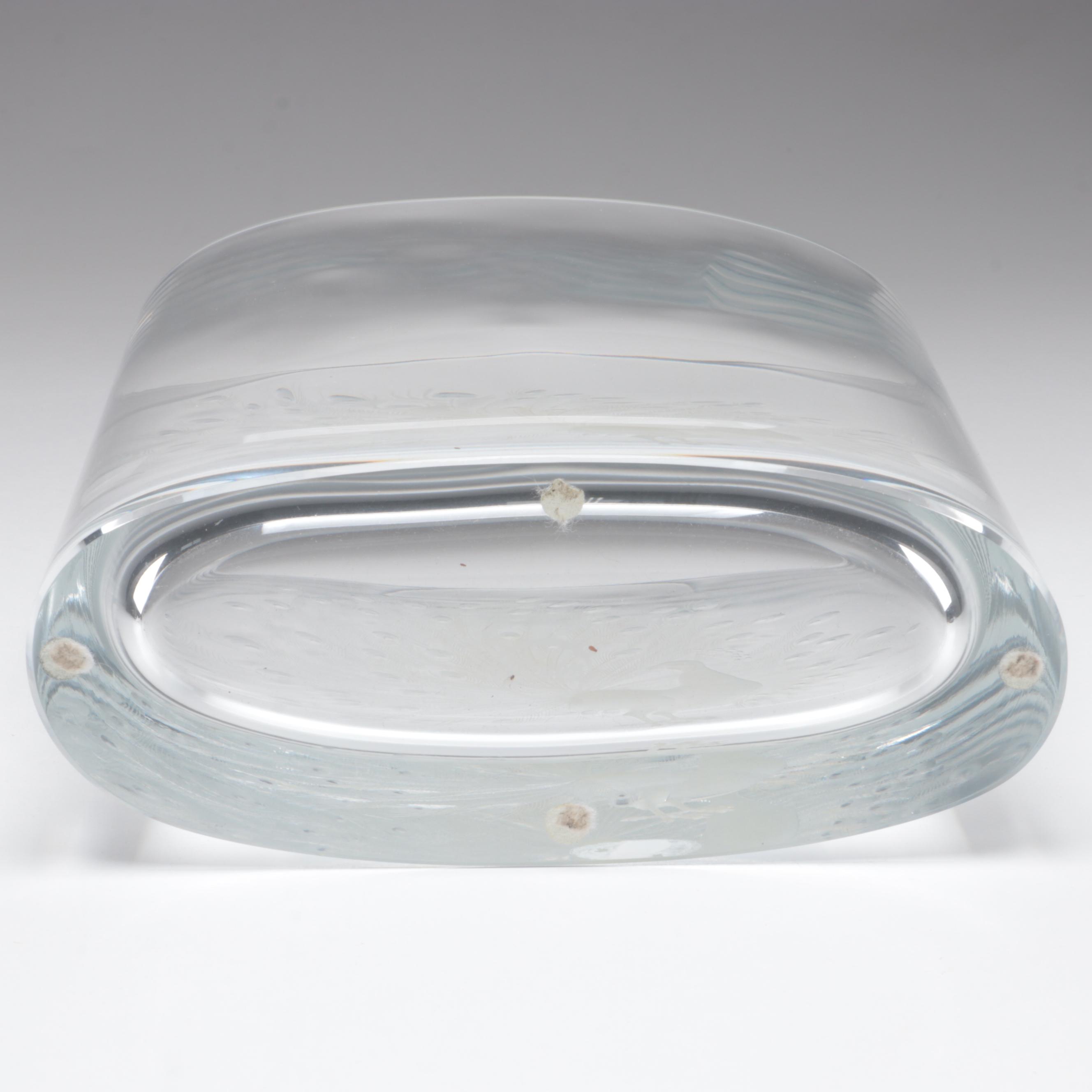 Vladimír Skála for Moser Peacock Engraved Bohemian Czech Crystal Vase, 1990