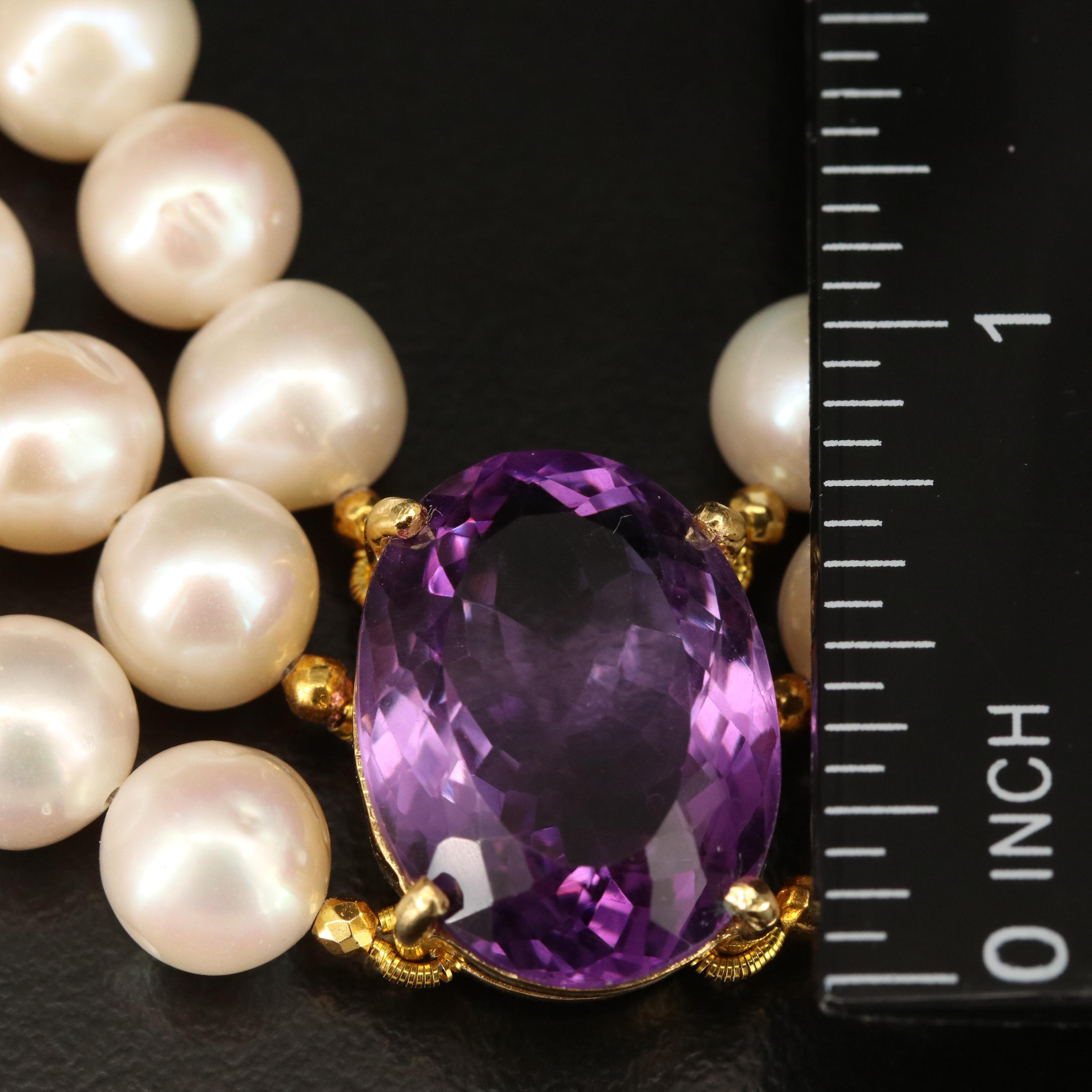 Sterling Amethyst and Pearl Necklace