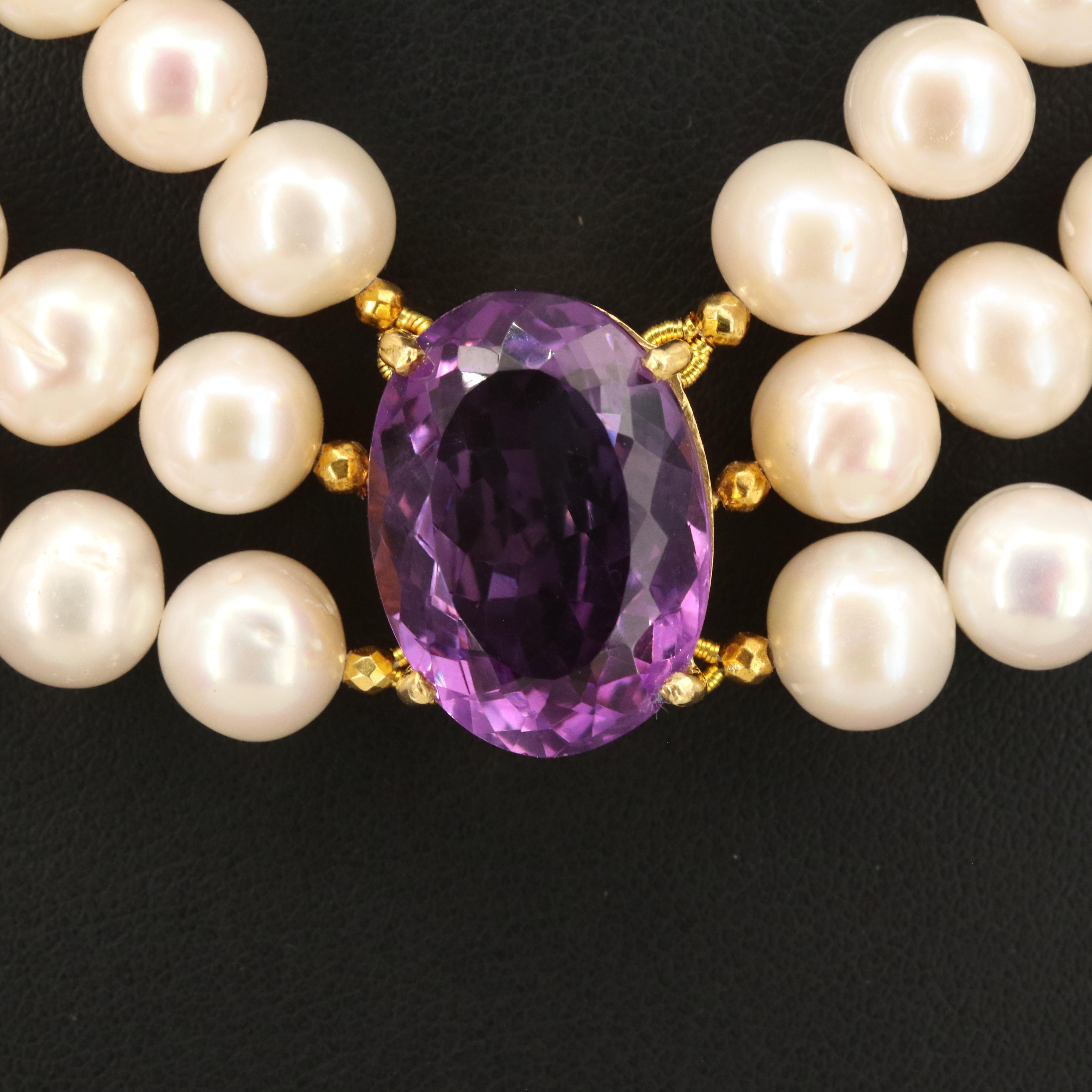 Sterling Amethyst and Pearl Necklace