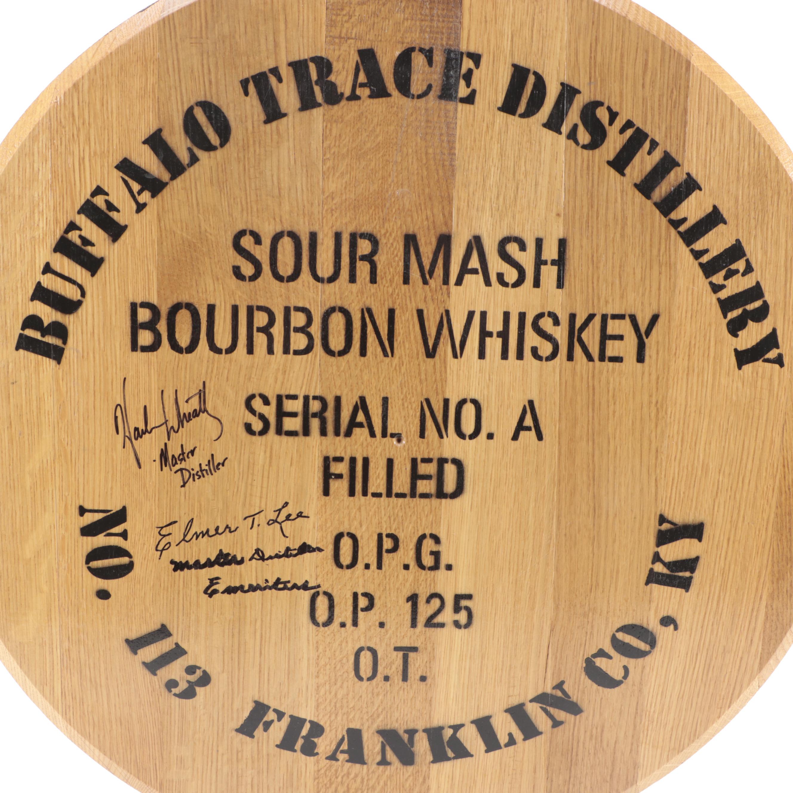 Buffalo Trace Distillery Whiskey Barrel Top Signed by Master Distiller, Others
