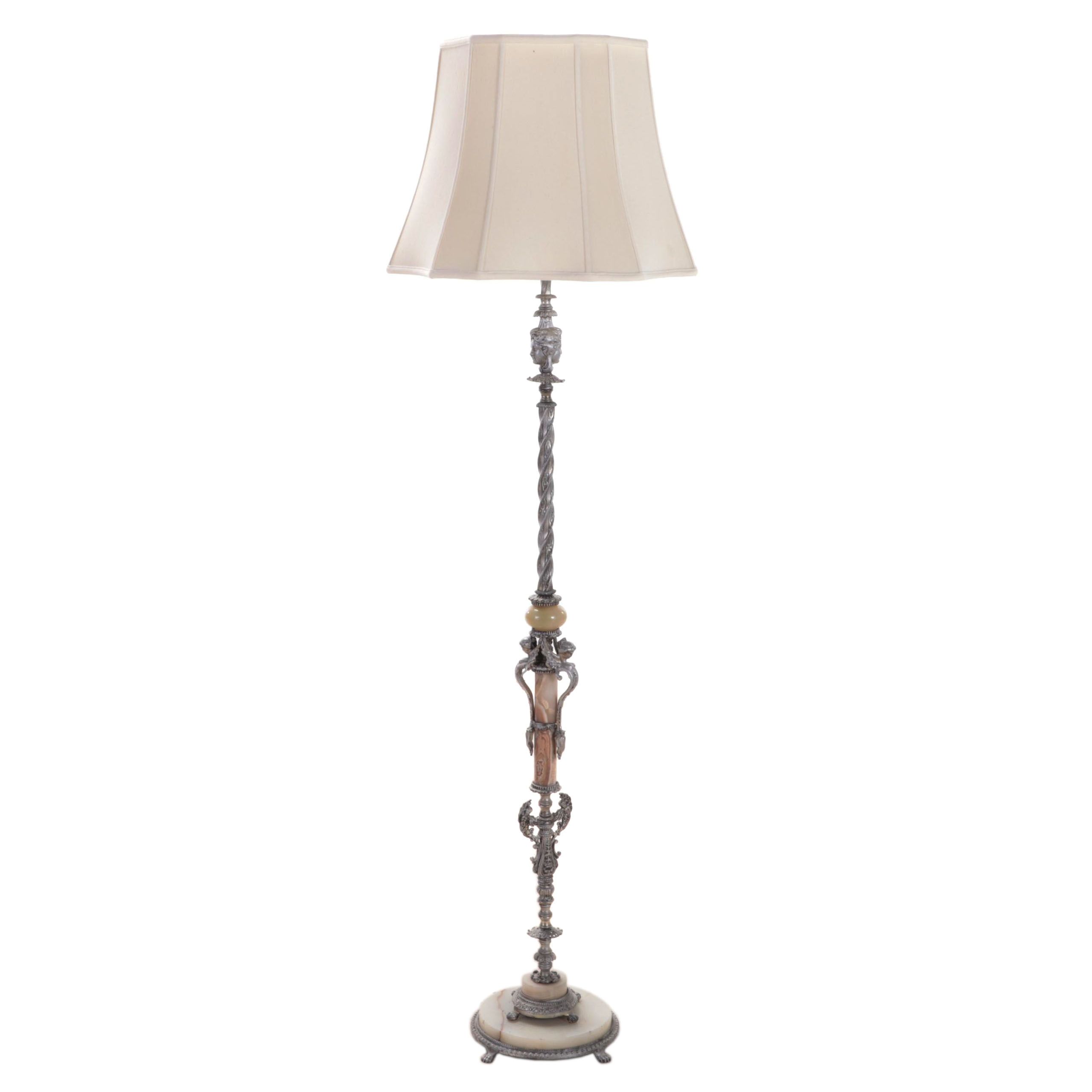 Victorian Style Cast Metal Faux Candelabra Floor Lamp, Early 20th Century