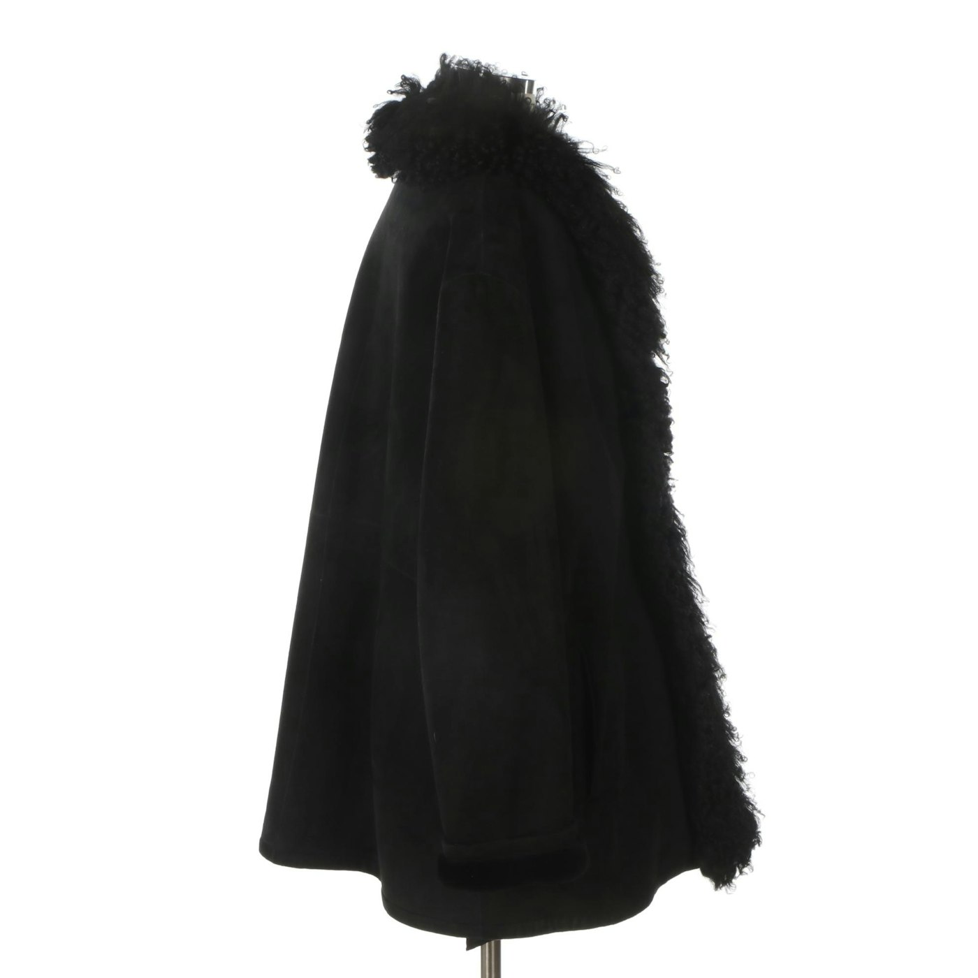 Yves Saint Laurent Fourrures Black Shearling Coat With Tibetan Lamb Fur