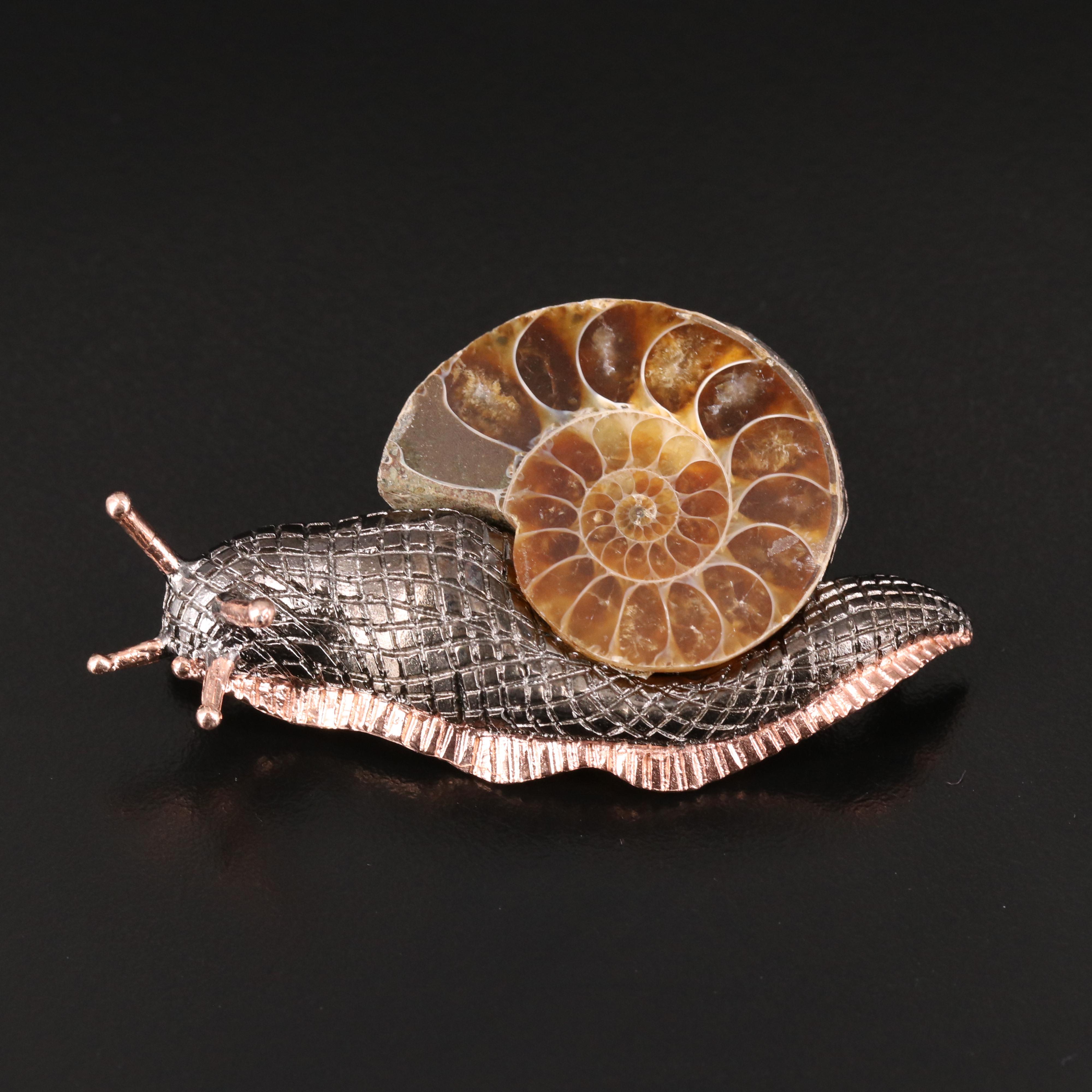 Sterling Ammonite Snail Brooch