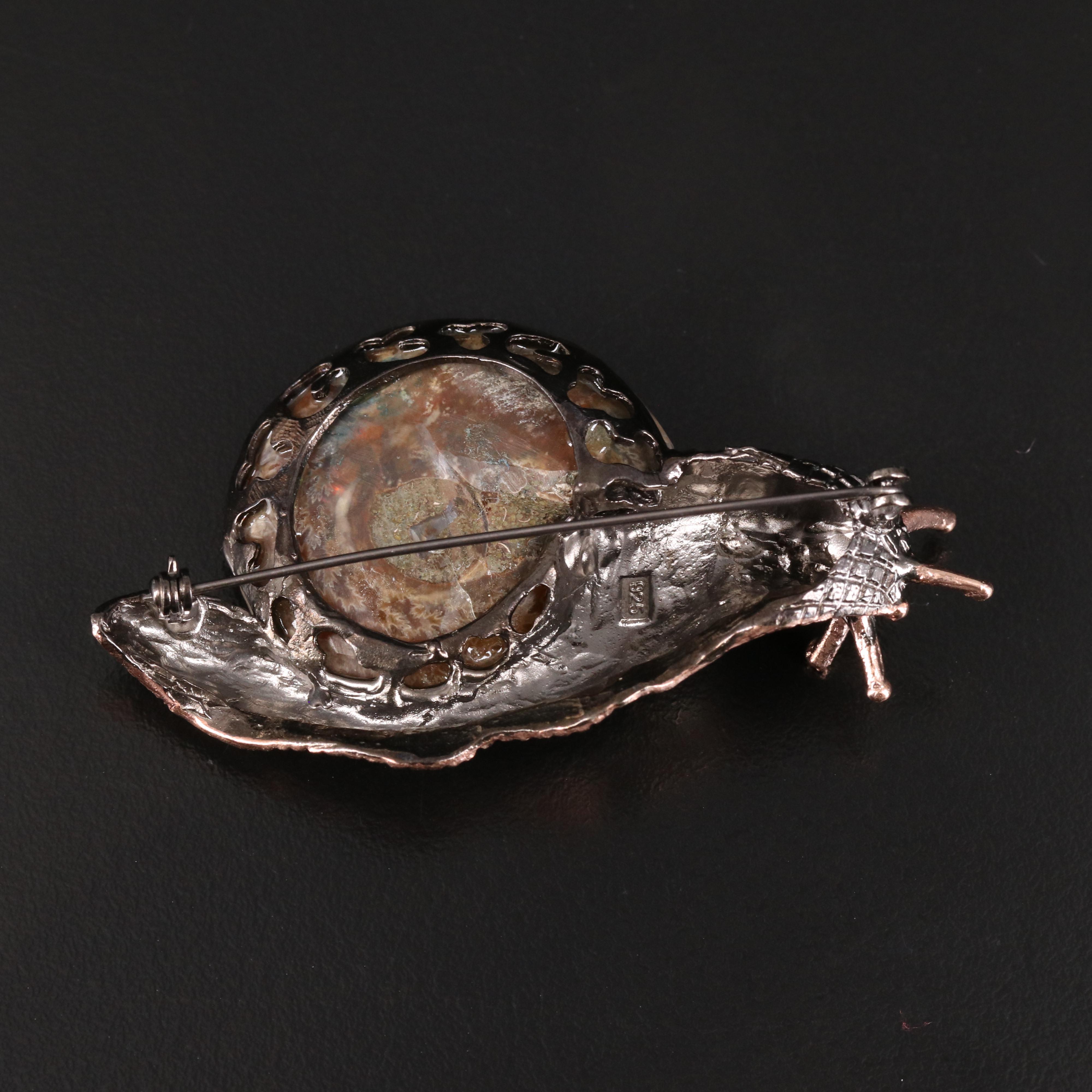 Sterling Ammonite Snail Brooch