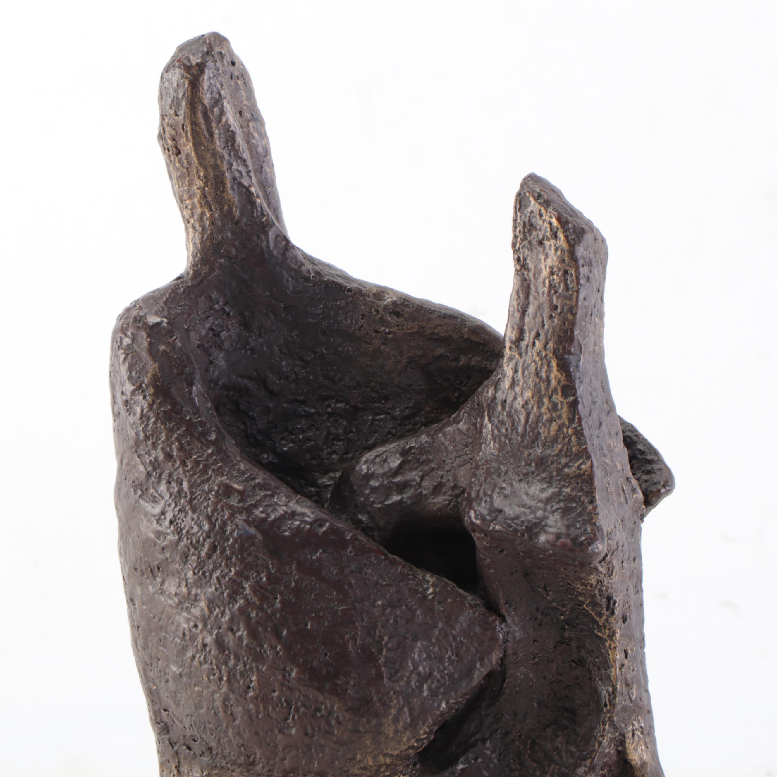 Abstract Bronze Sculpture of Embracing Figures, Mid-20th Century