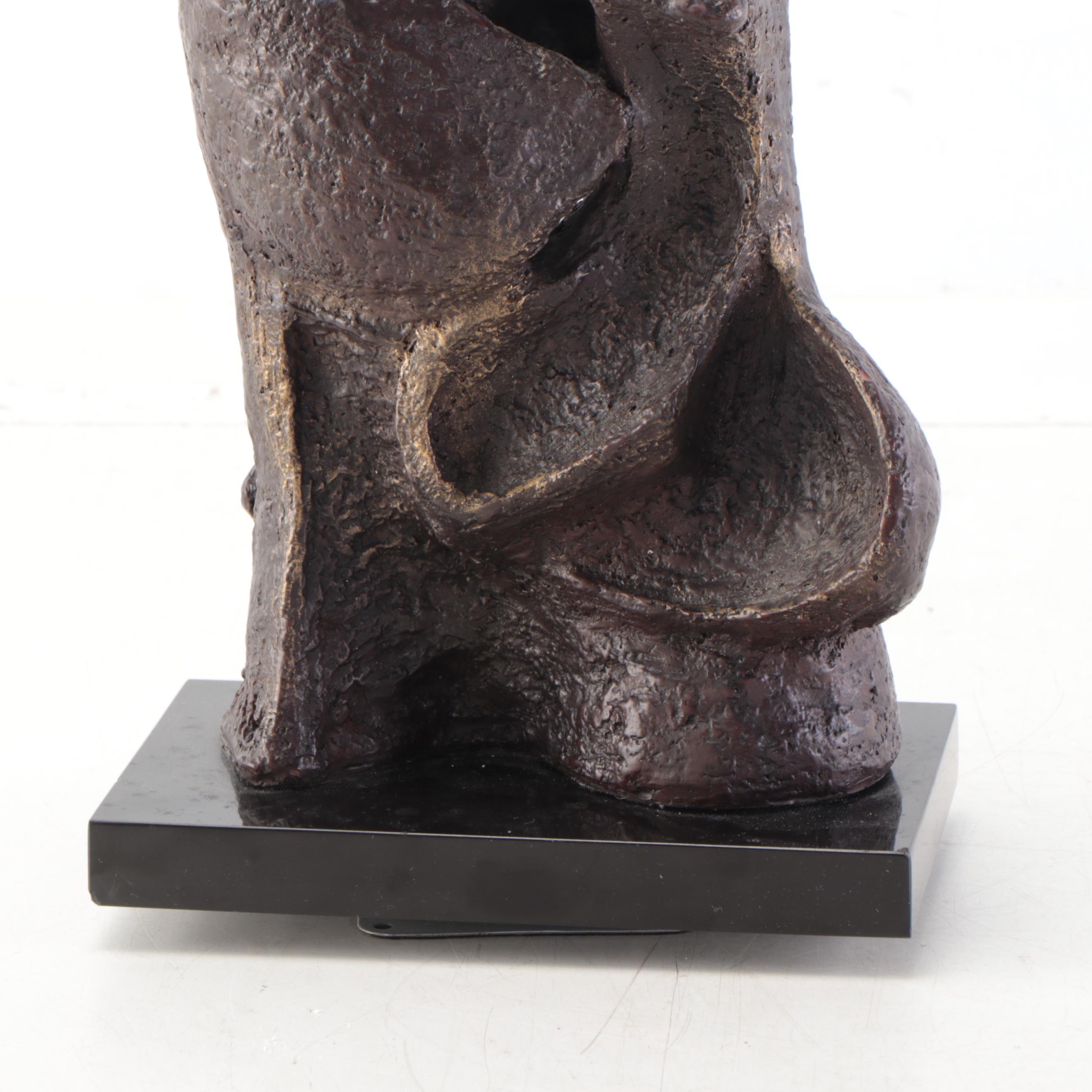 Abstract Bronze Sculpture of Embracing Figures, Mid-20th Century