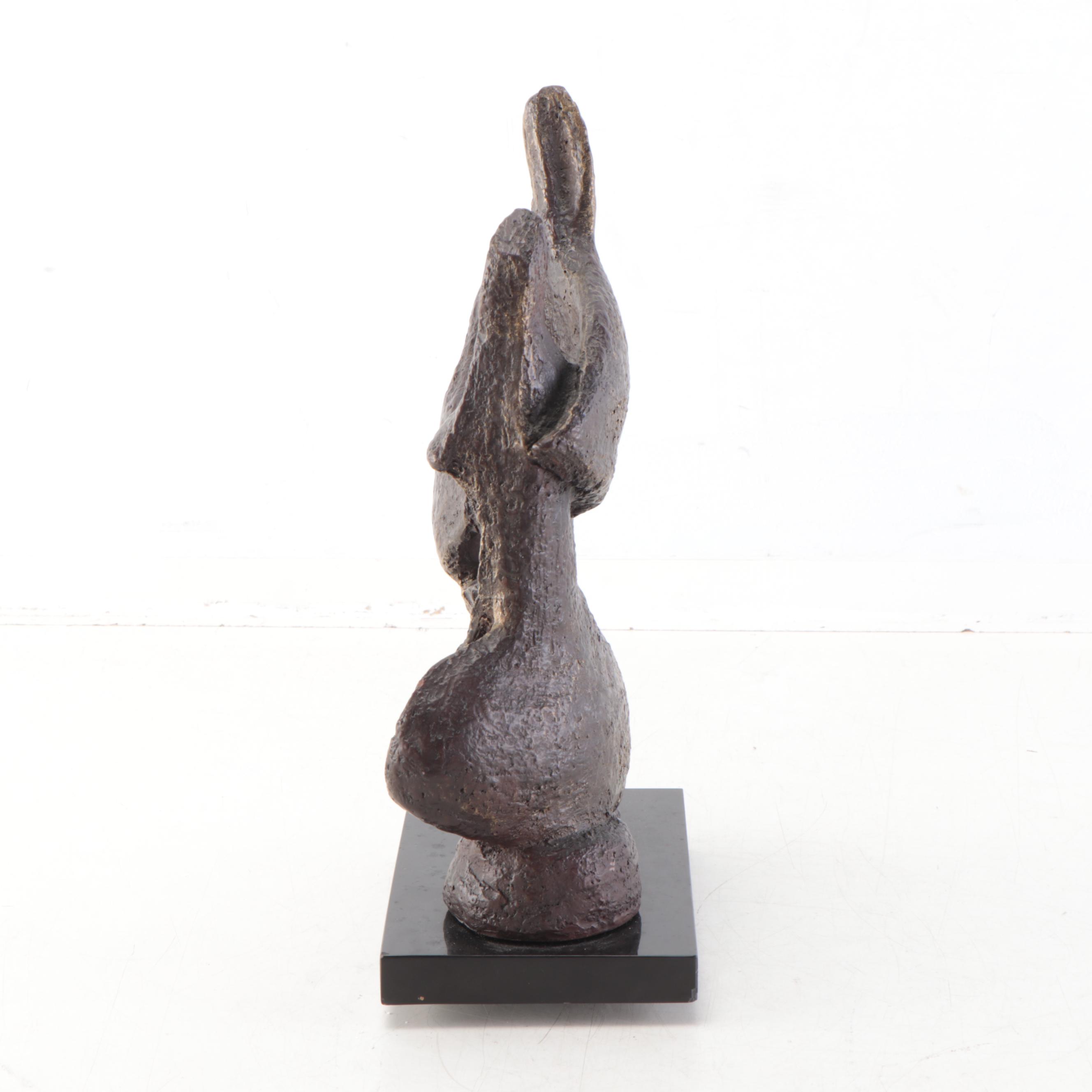Abstract Bronze Sculpture of Embracing Figures, Mid-20th Century