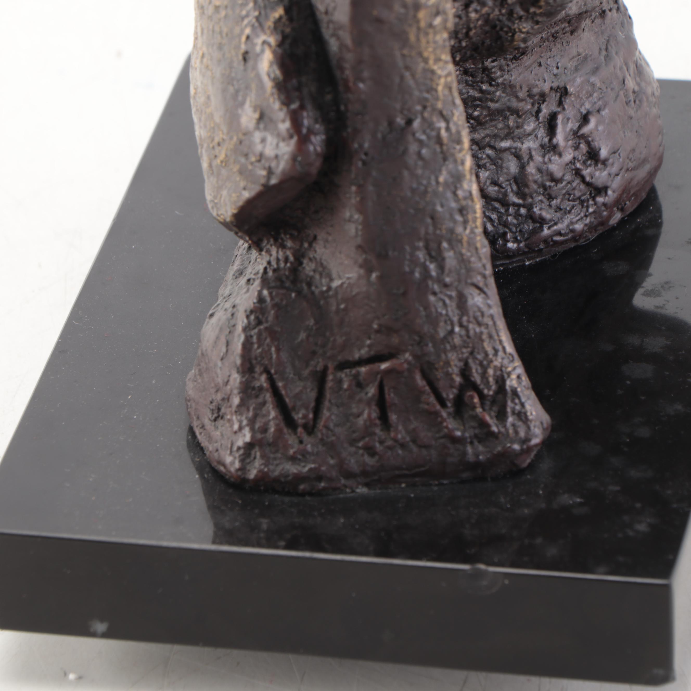 Abstract Bronze Sculpture of Embracing Figures, Mid-20th Century