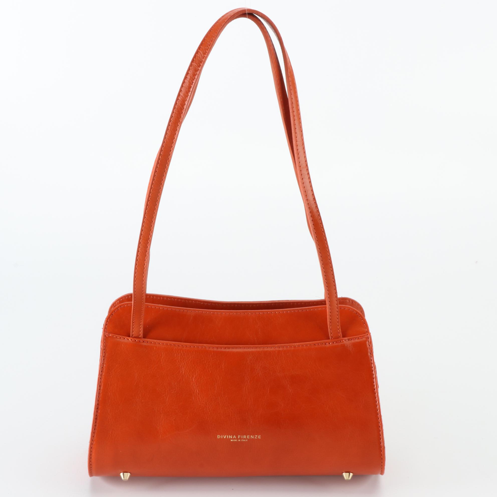 Divina Firenze Shoulder Bag in Orange Leather