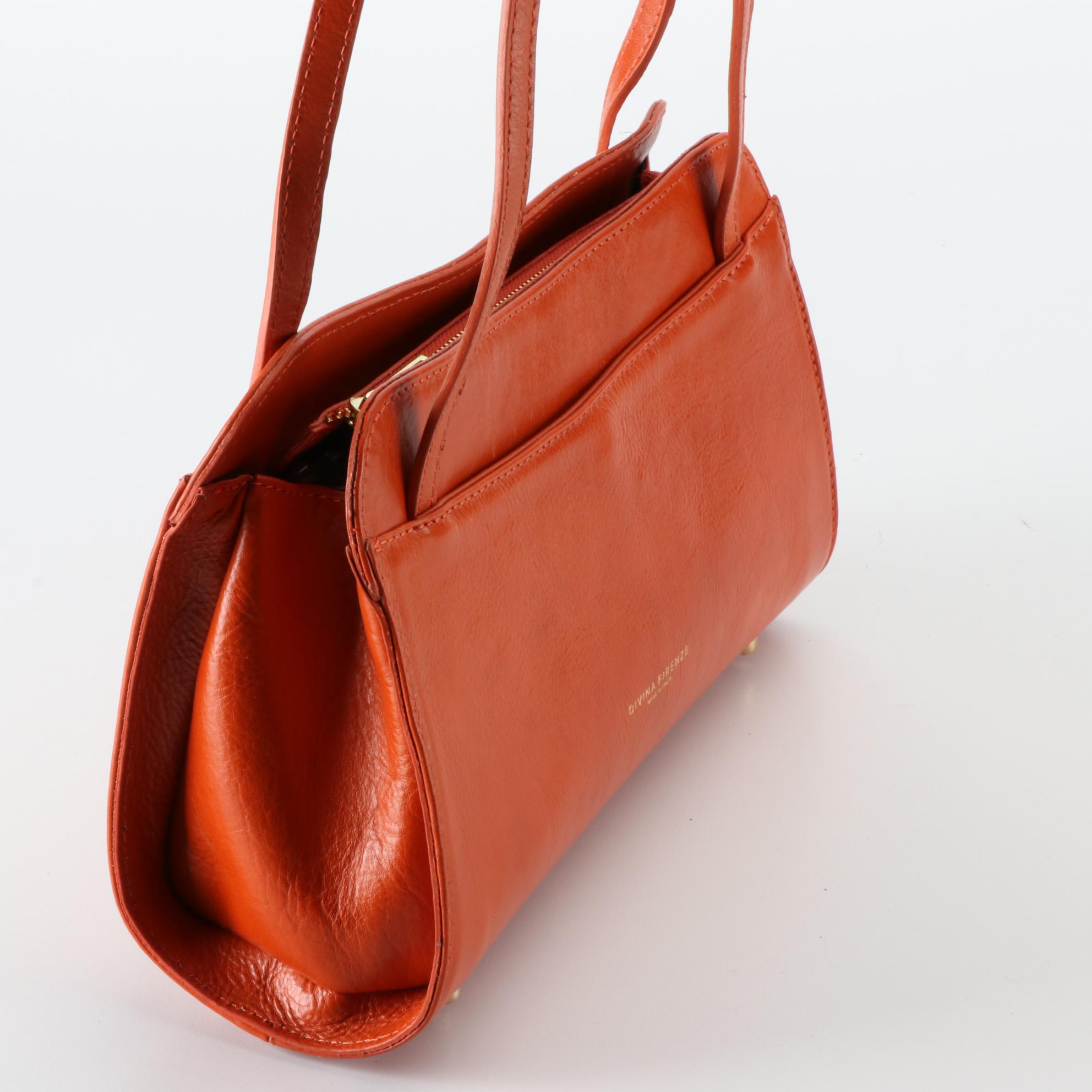 Divina Firenze Shoulder Bag in Orange Leather