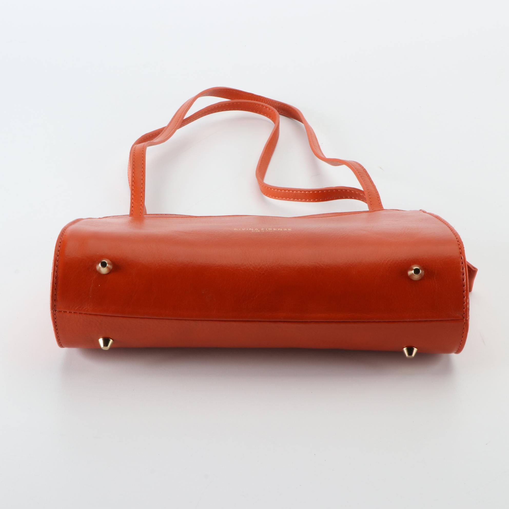 Divina Firenze Shoulder Bag in Orange Leather