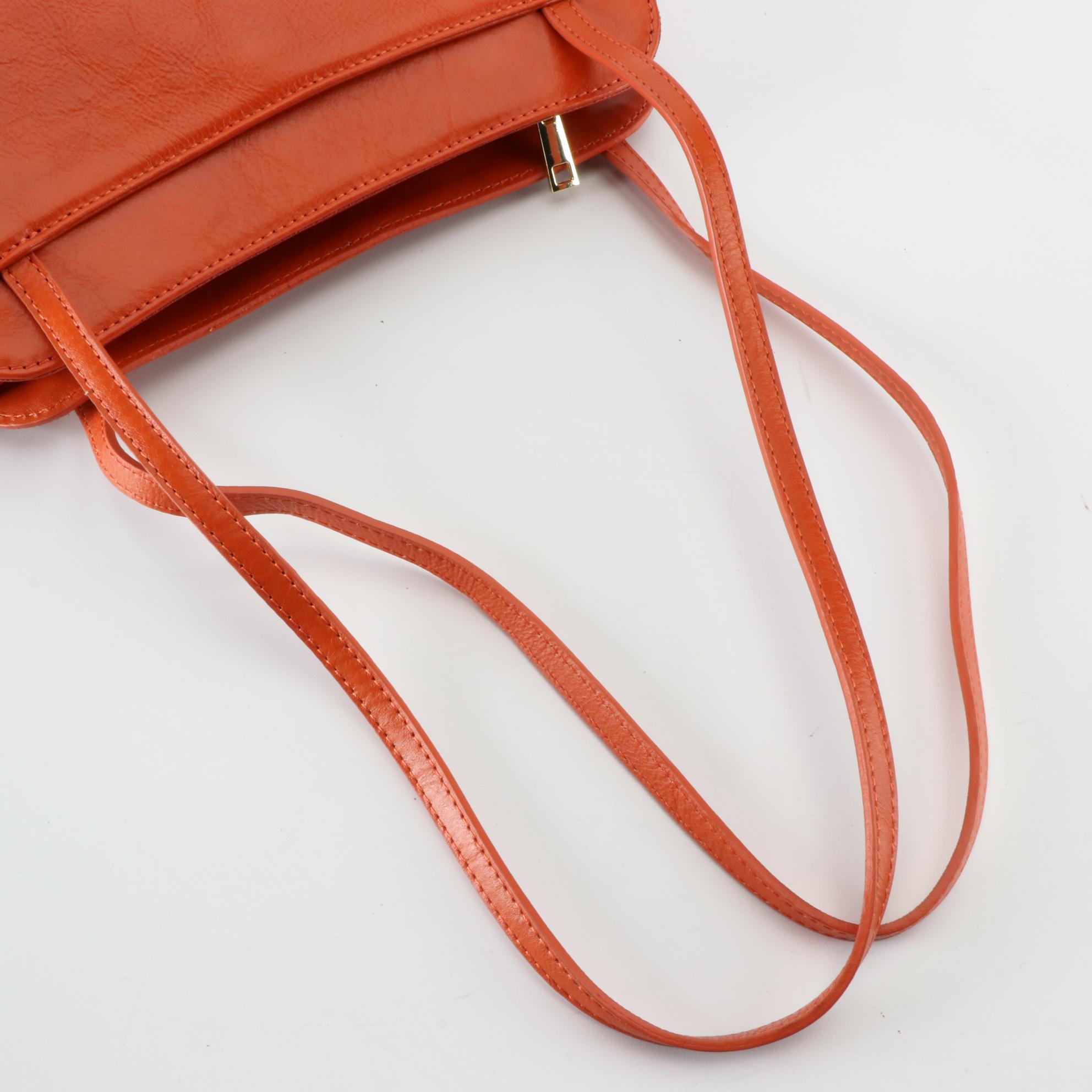Divina Firenze Shoulder Bag in Orange Leather