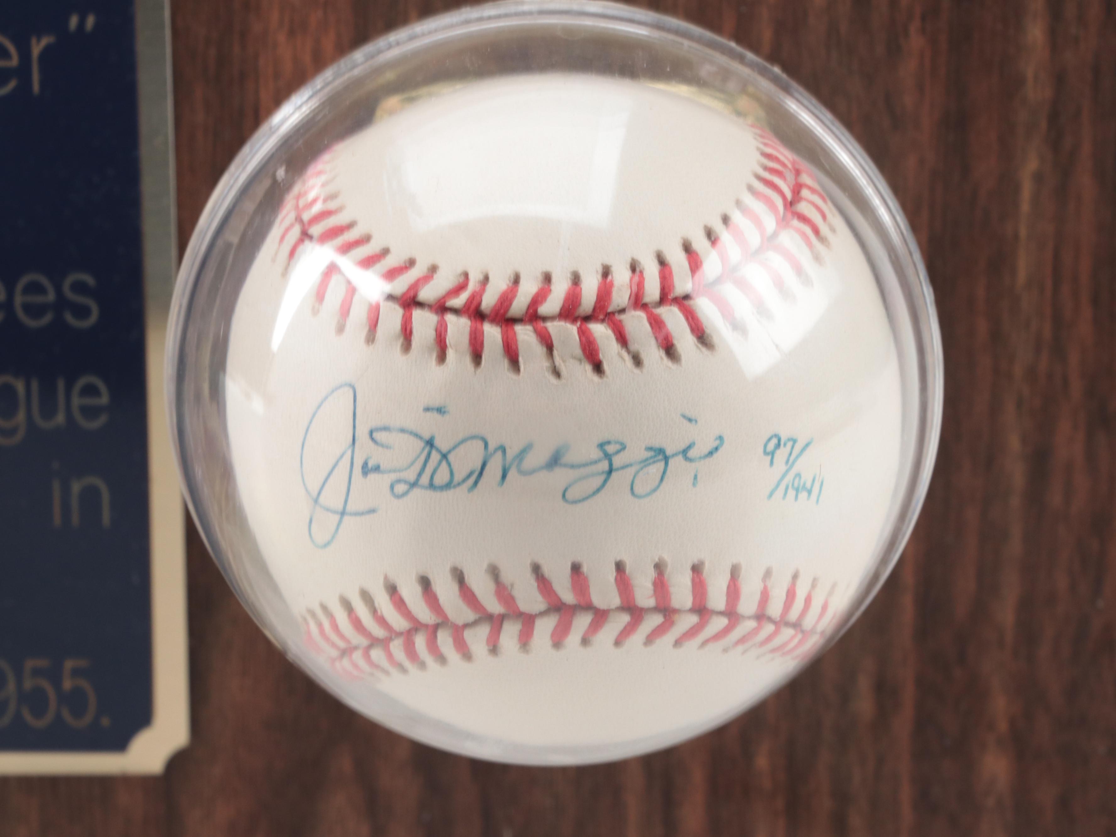 New York Yankees Joe DiMaggio Limited Edition Plaque With Signed Baseball