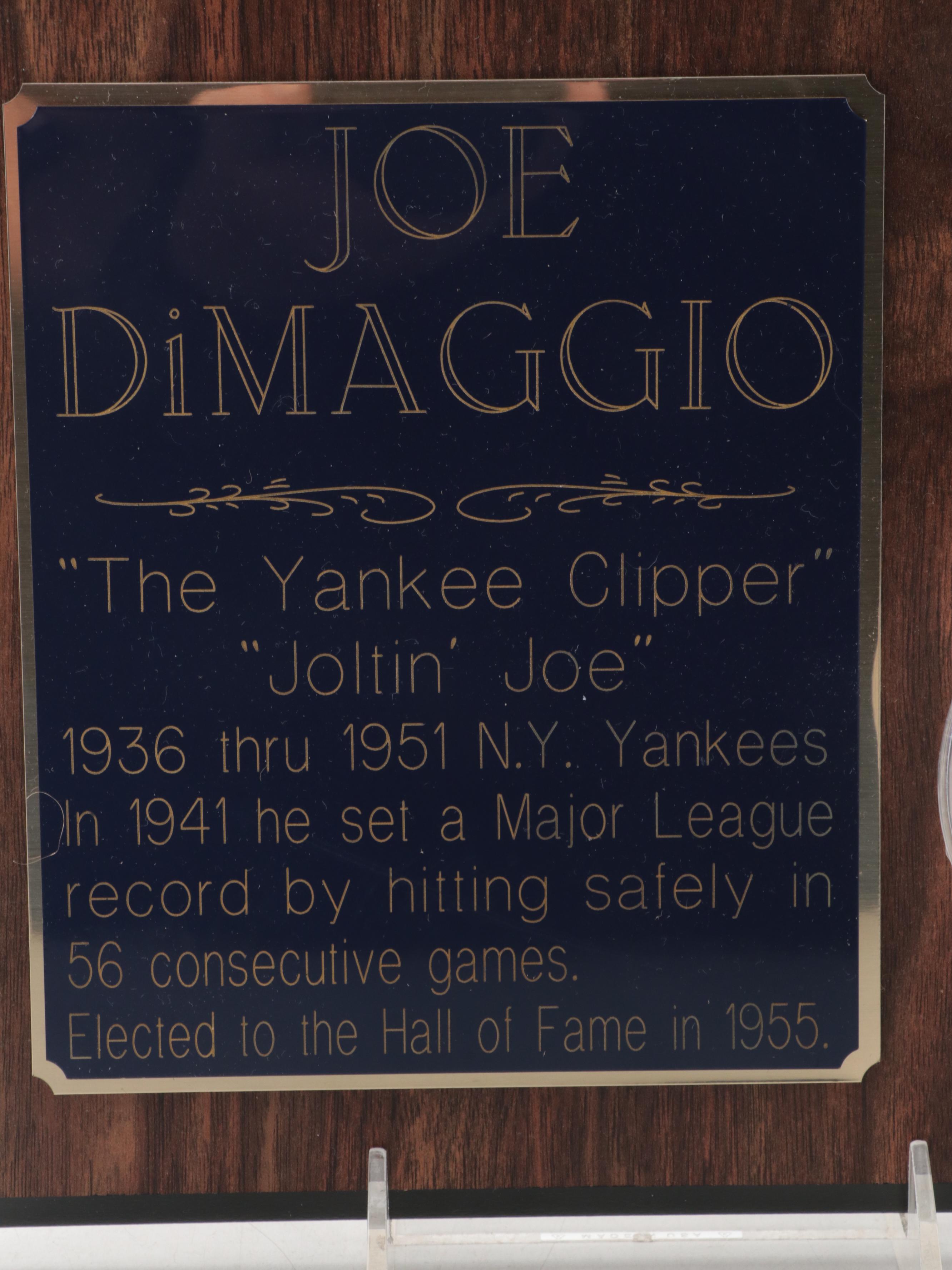 New York Yankees Joe DiMaggio Limited Edition Plaque With Signed Baseball