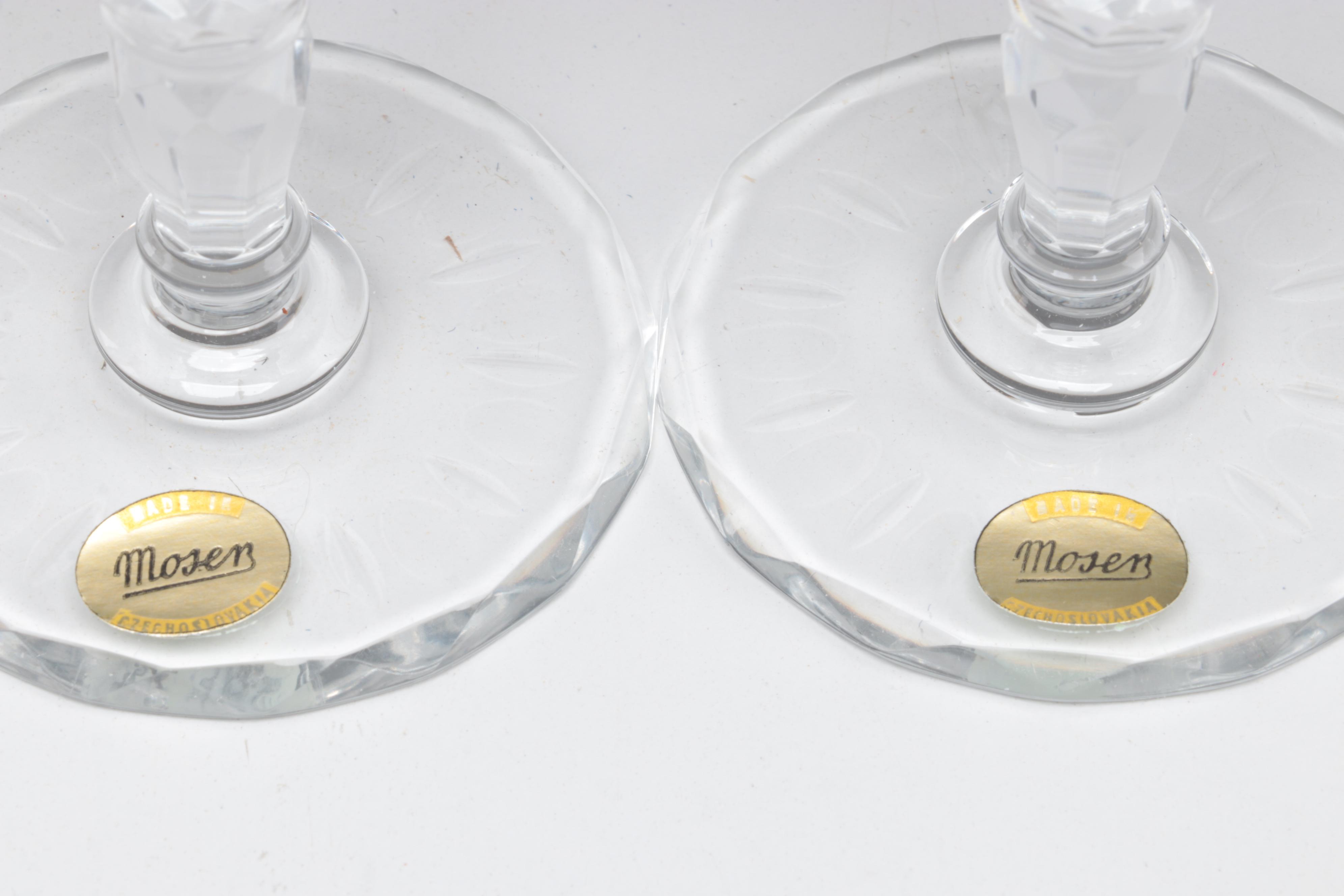 Moser "Maria Theresa" Cut and Engraved Czech Crystal Champagne Flutes