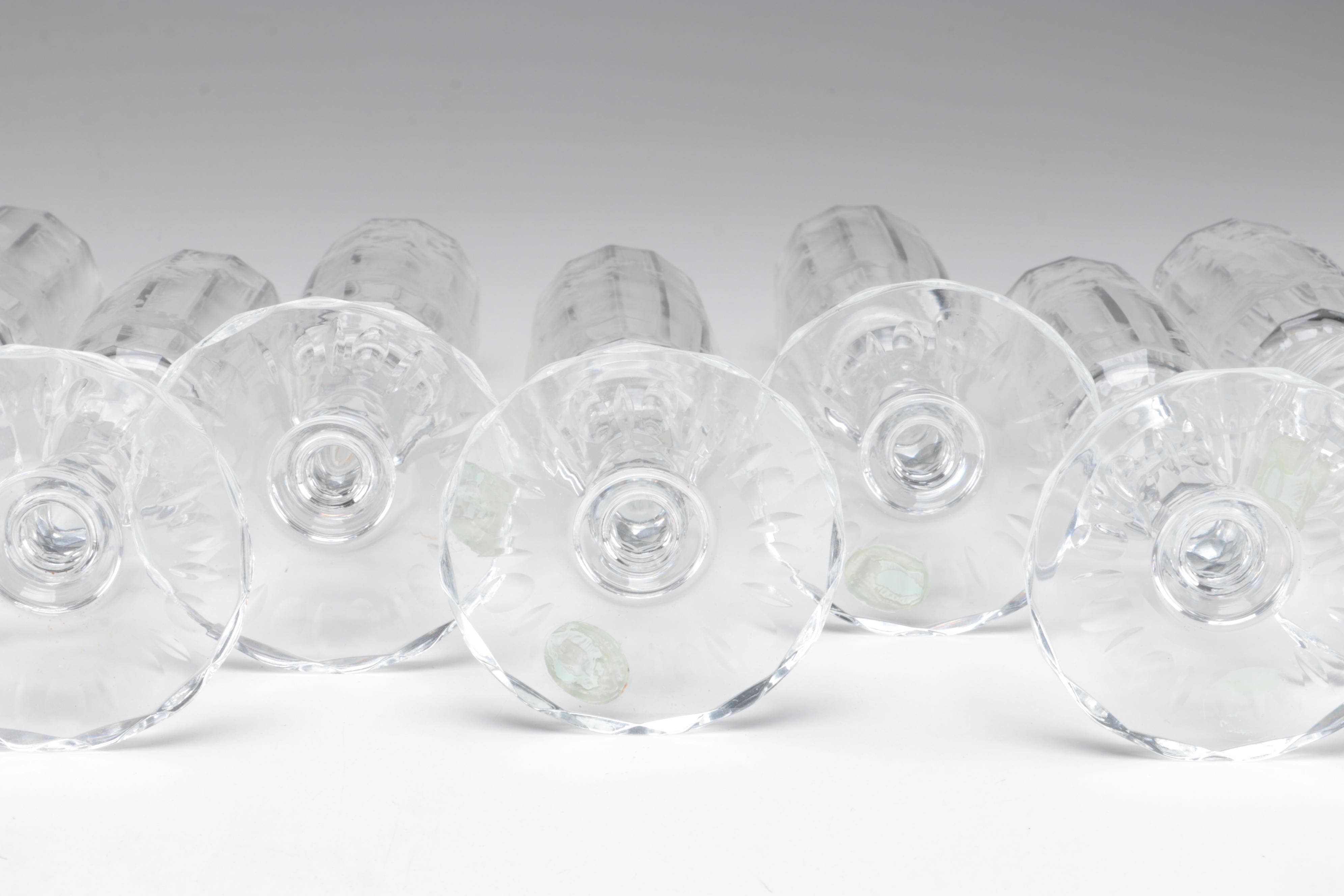 Moser "Maria Theresa" Cut and Engraved Czech Crystal Champagne Flutes