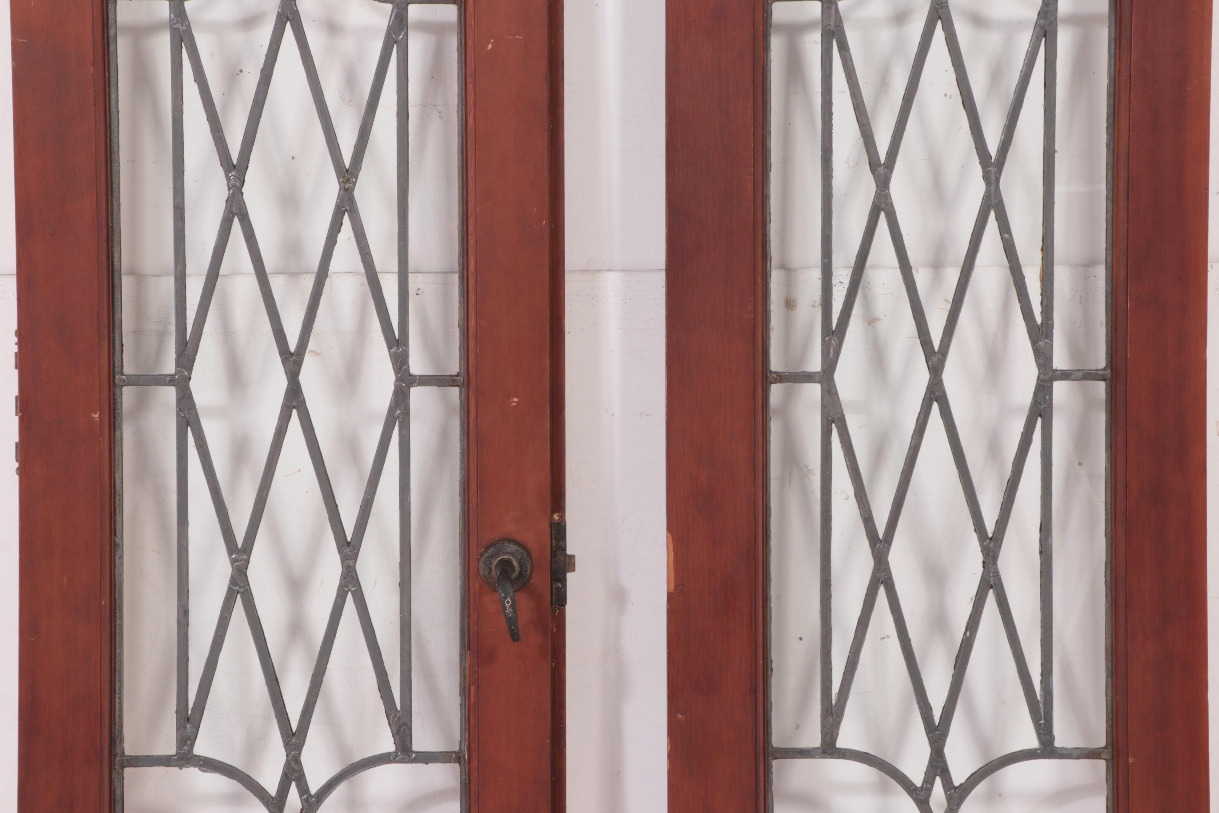 Pair of Leaded Glass French Doors