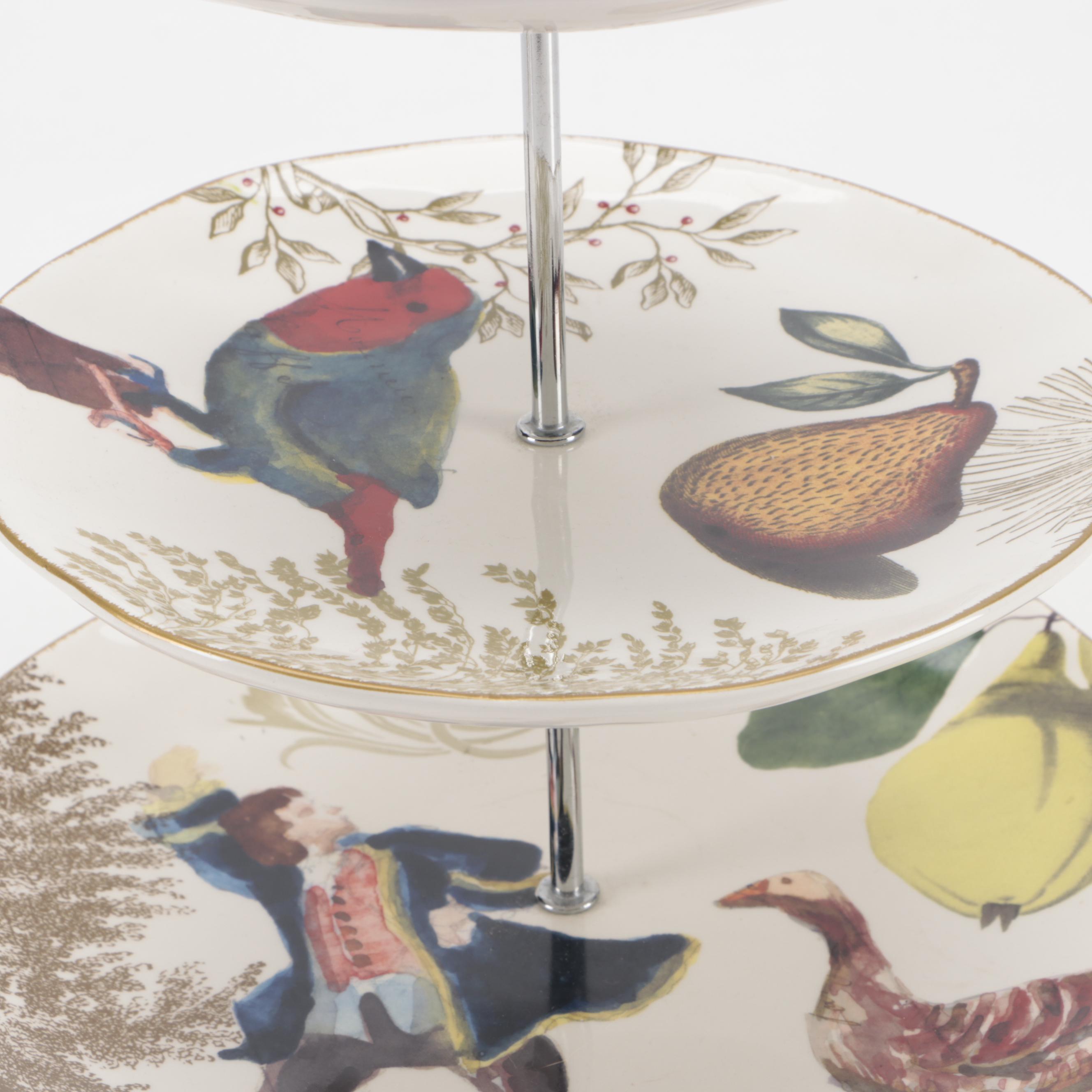 Williams-Sonoma "12 Days of Christmas" Three Tiered Server and Mugs