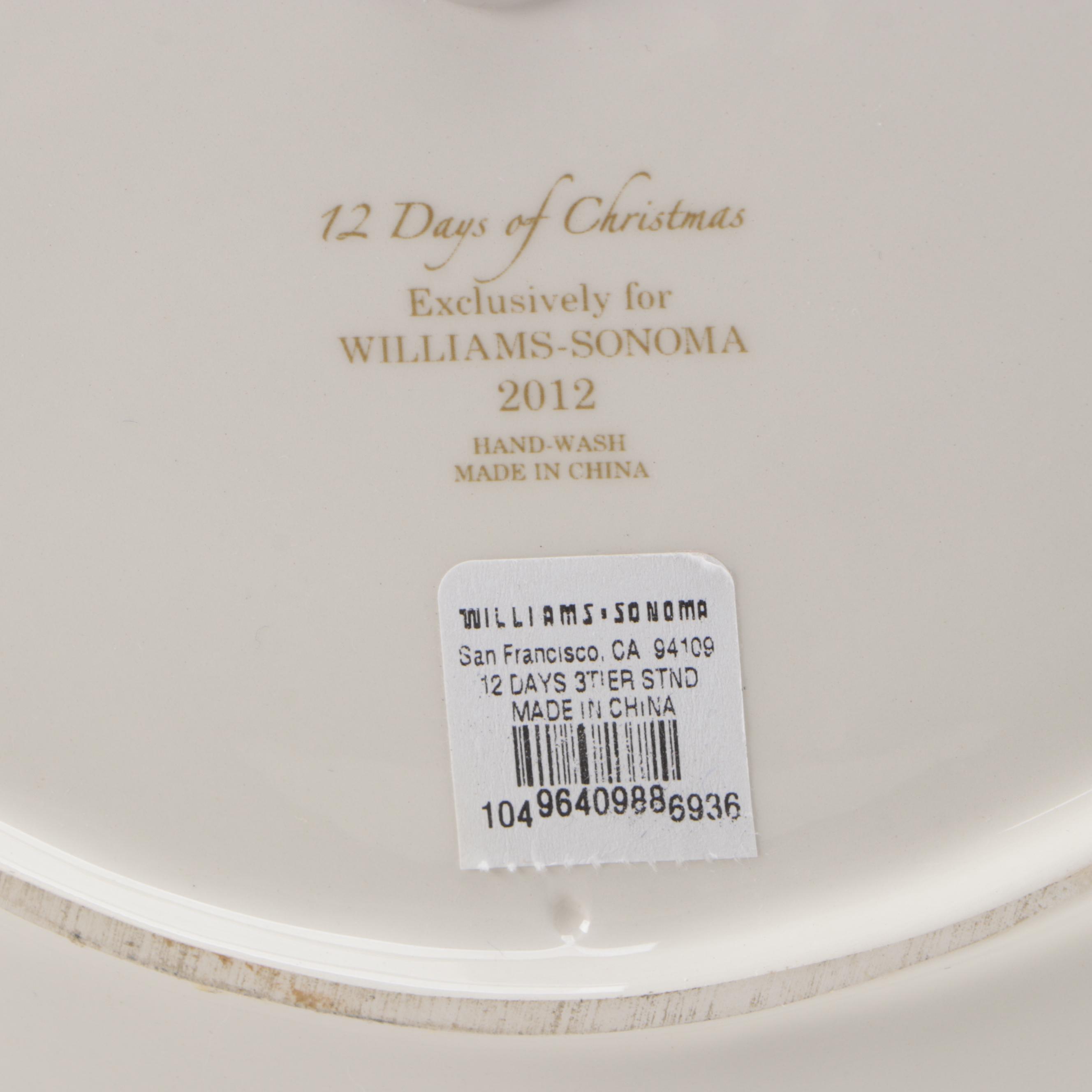 Williams-Sonoma "12 Days of Christmas" Three Tiered Server and Mugs