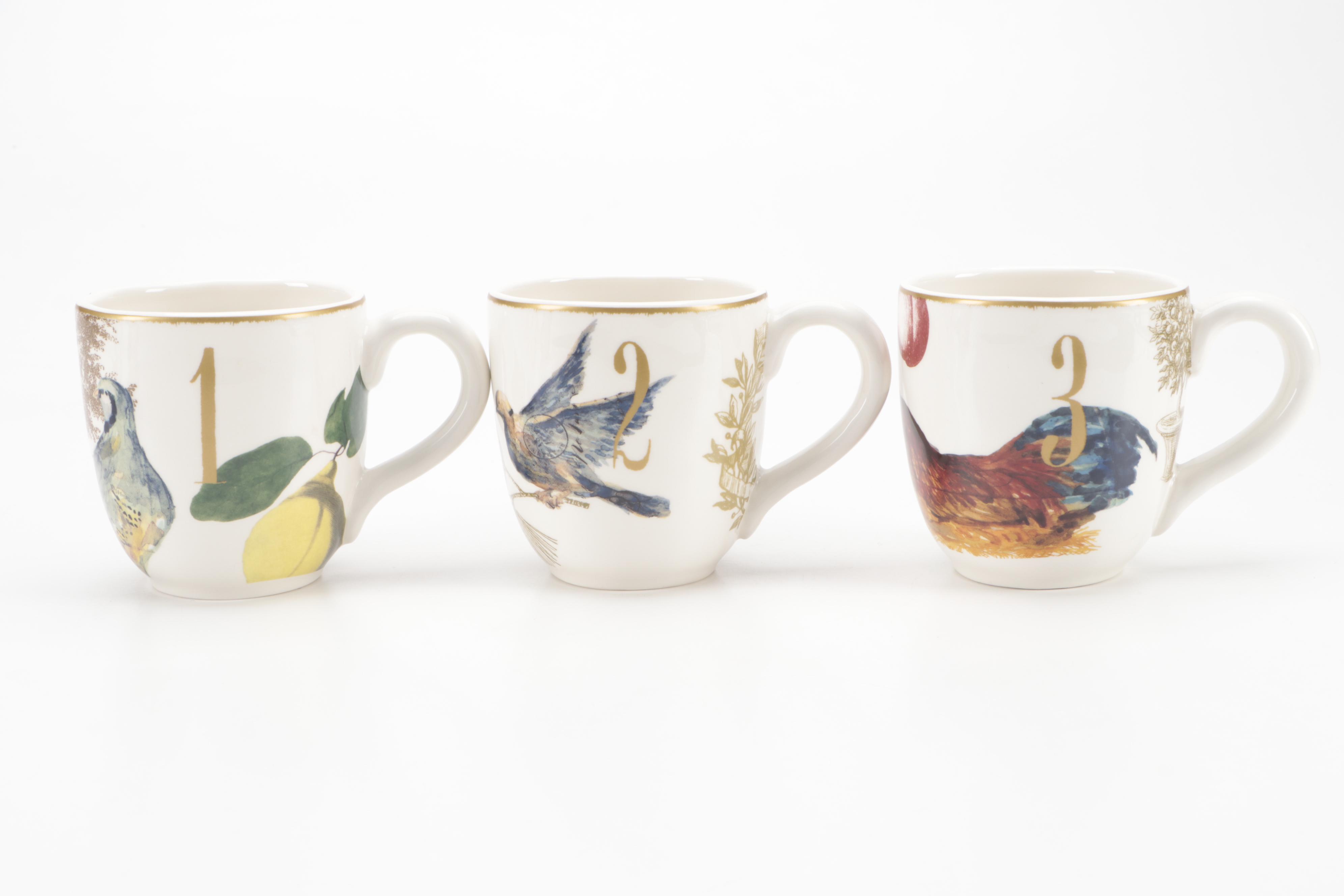 Williams-Sonoma "12 Days of Christmas" Three Tiered Server and Mugs