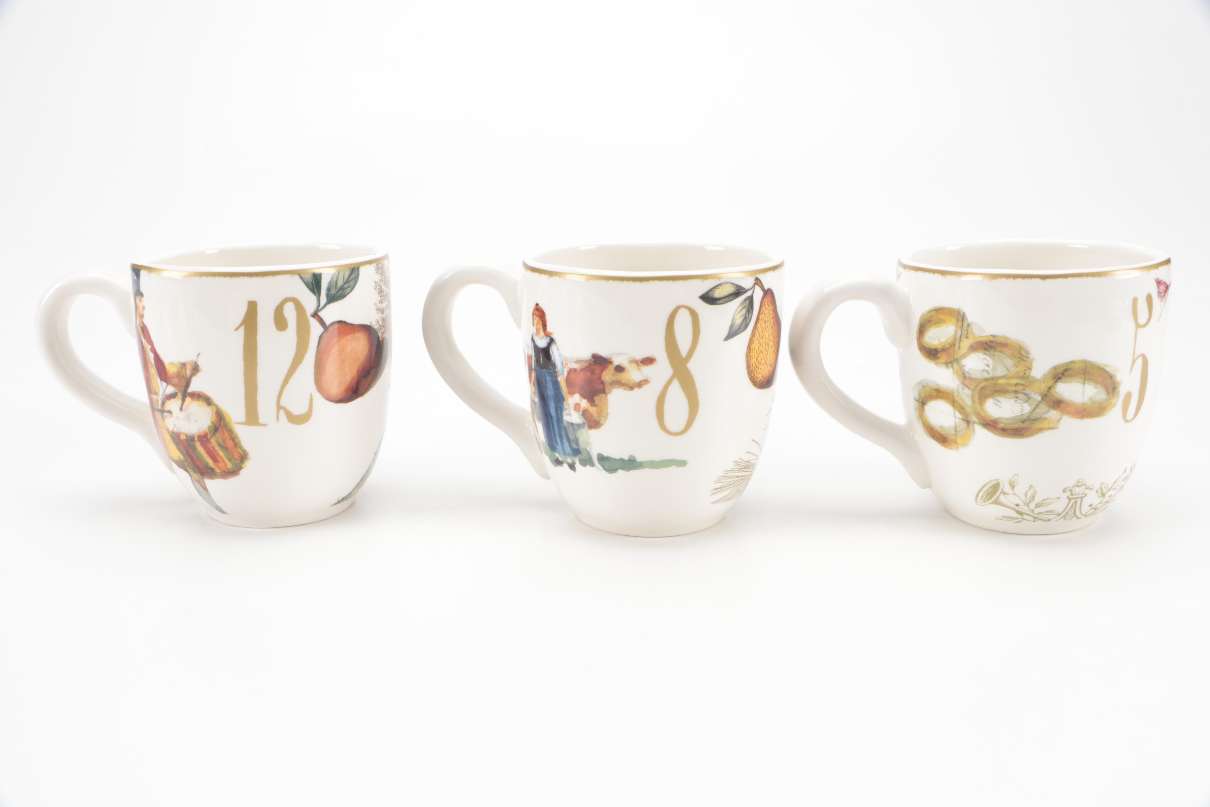 Williams-Sonoma "12 Days of Christmas" Three Tiered Server and Mugs