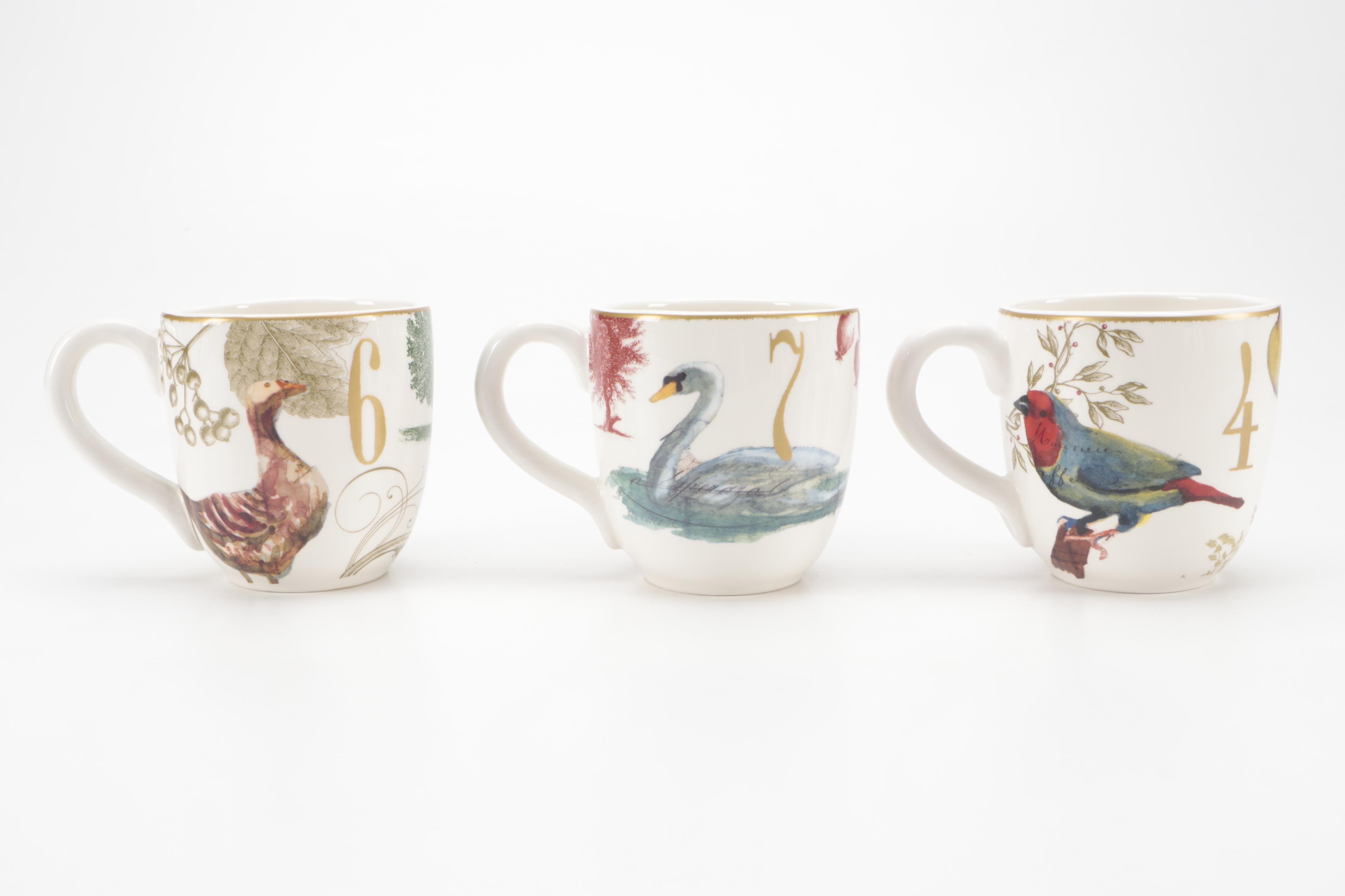 Williams-Sonoma "12 Days of Christmas" Three Tiered Server and Mugs