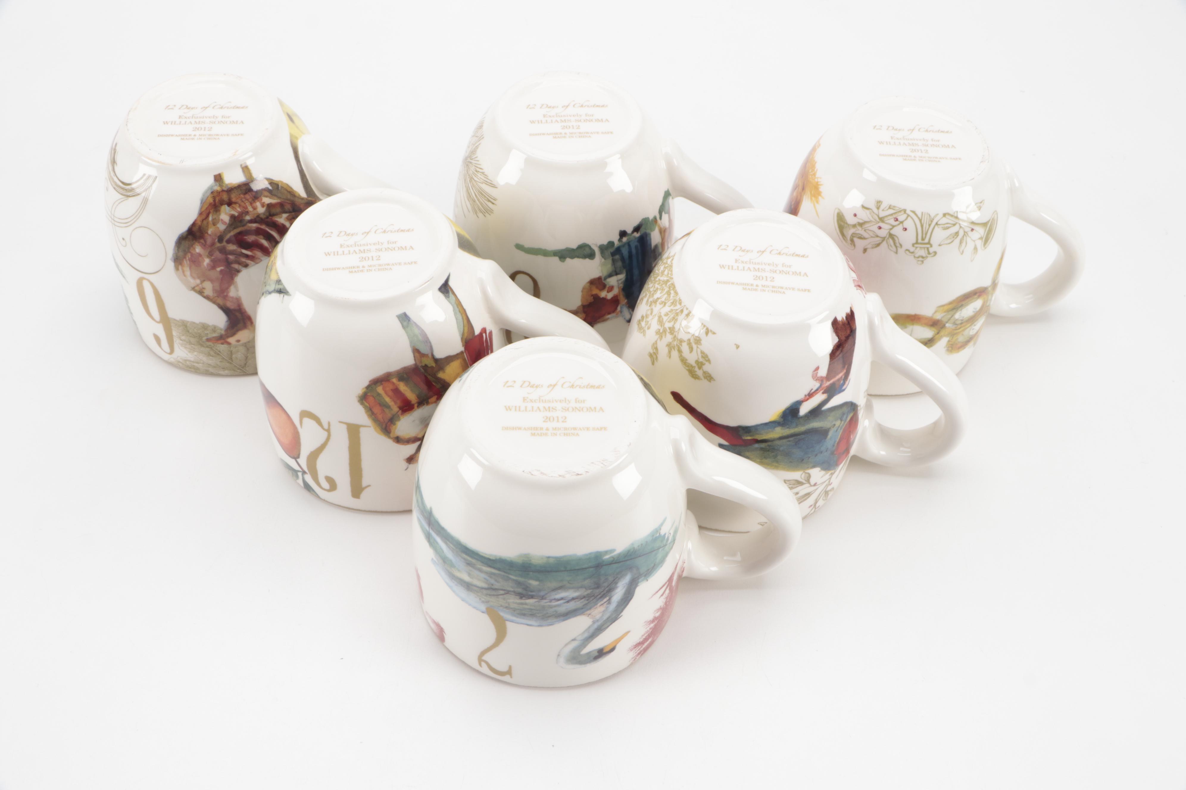 Williams-Sonoma "12 Days of Christmas" Three Tiered Server and Mugs