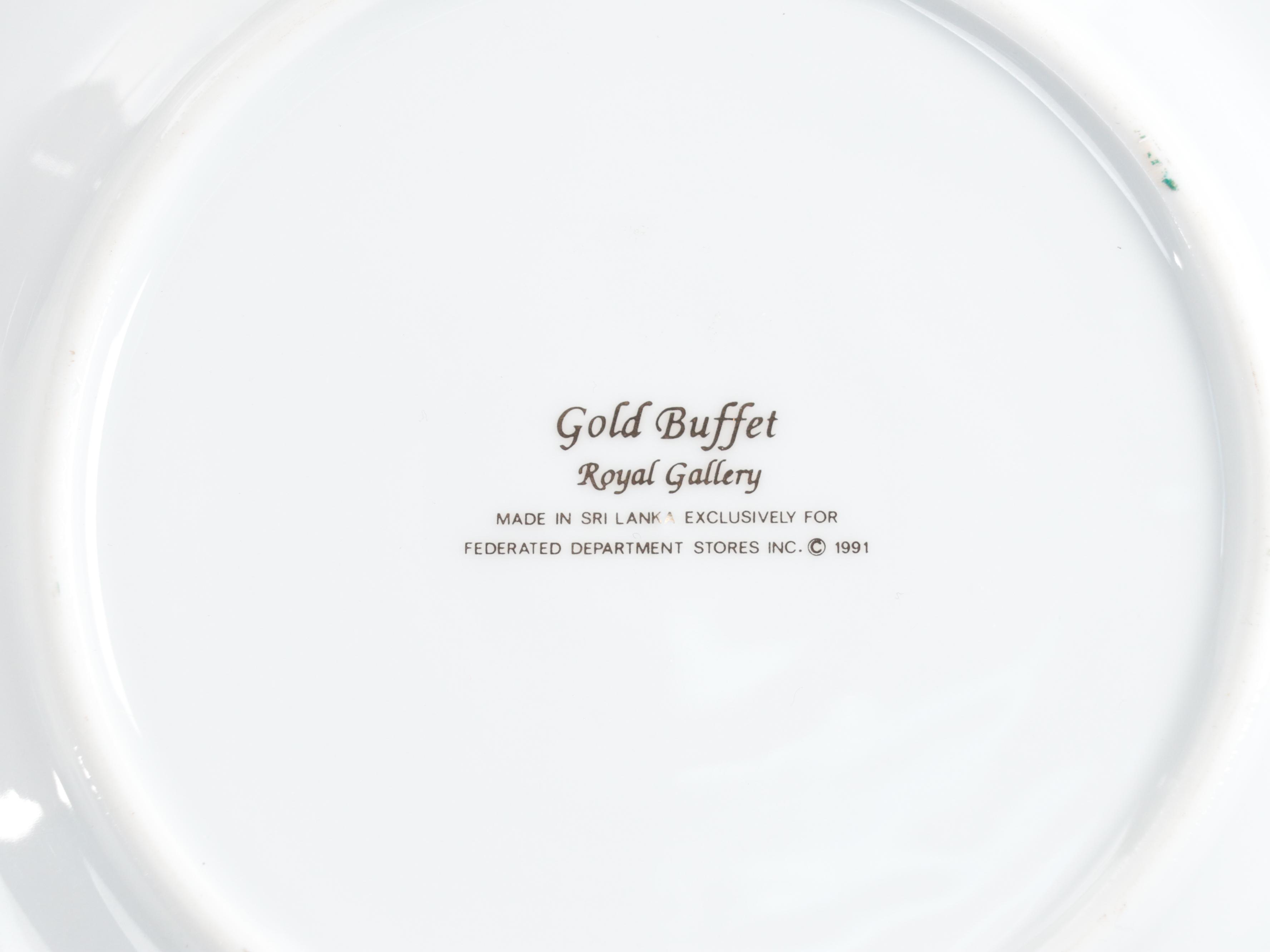 Minton Gilt Rimmed Bone China Dinner Plates with Other Egg Motif Salad Plates