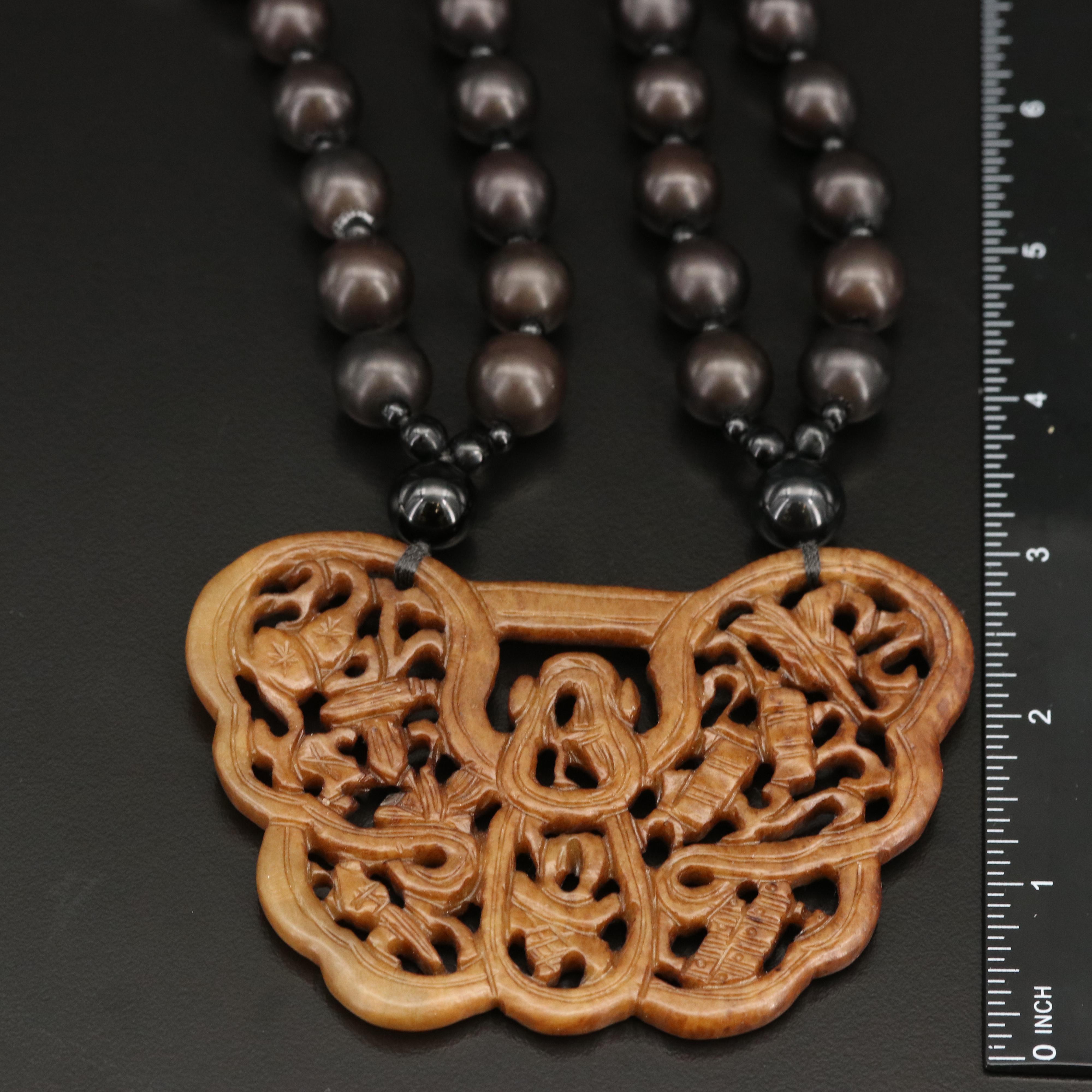 Necklaces Including Serpentine, Black Onyx and Wood